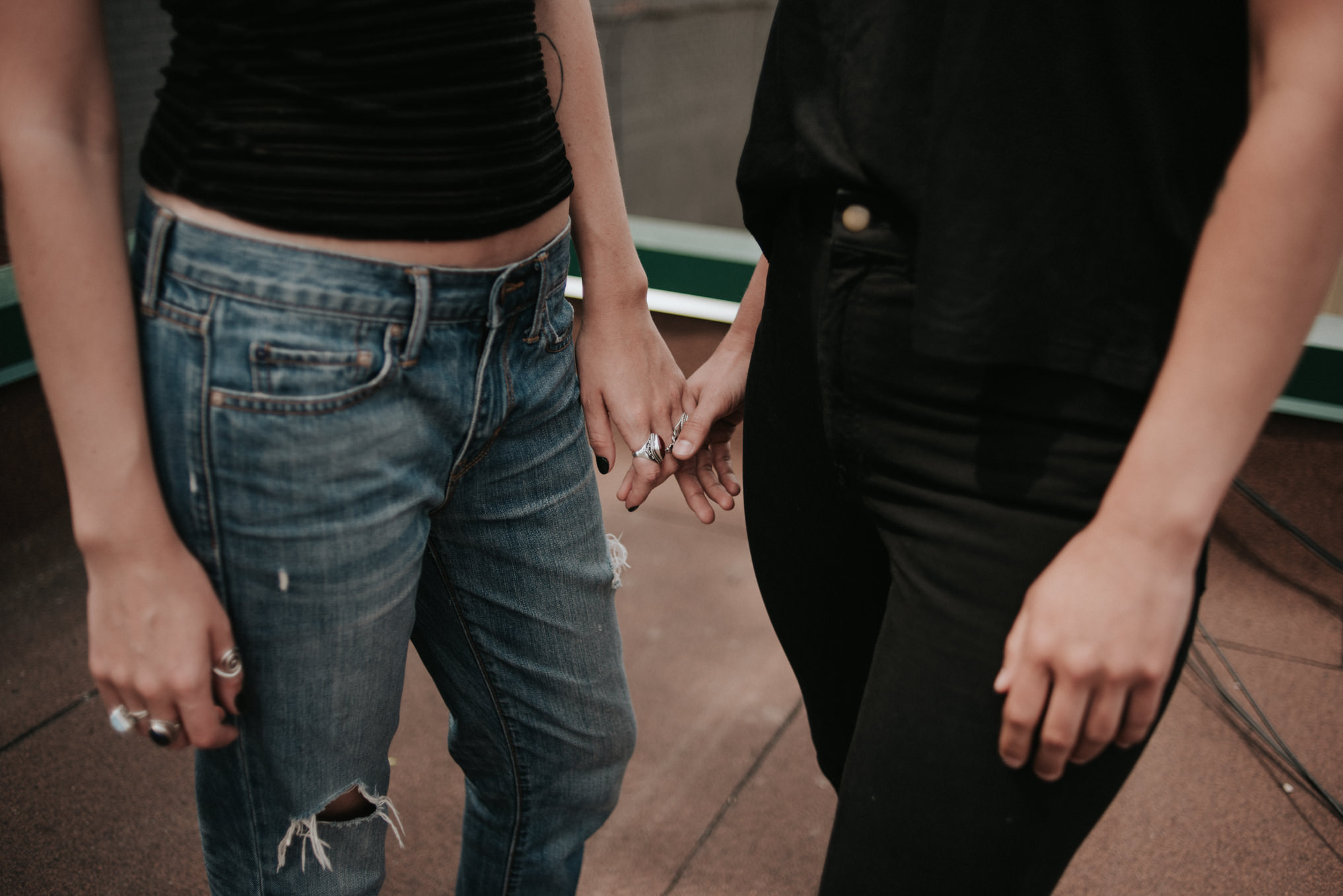 An intimate rooftop femme engagement shoot by Daring Wanderer // www.daringwanderer.com