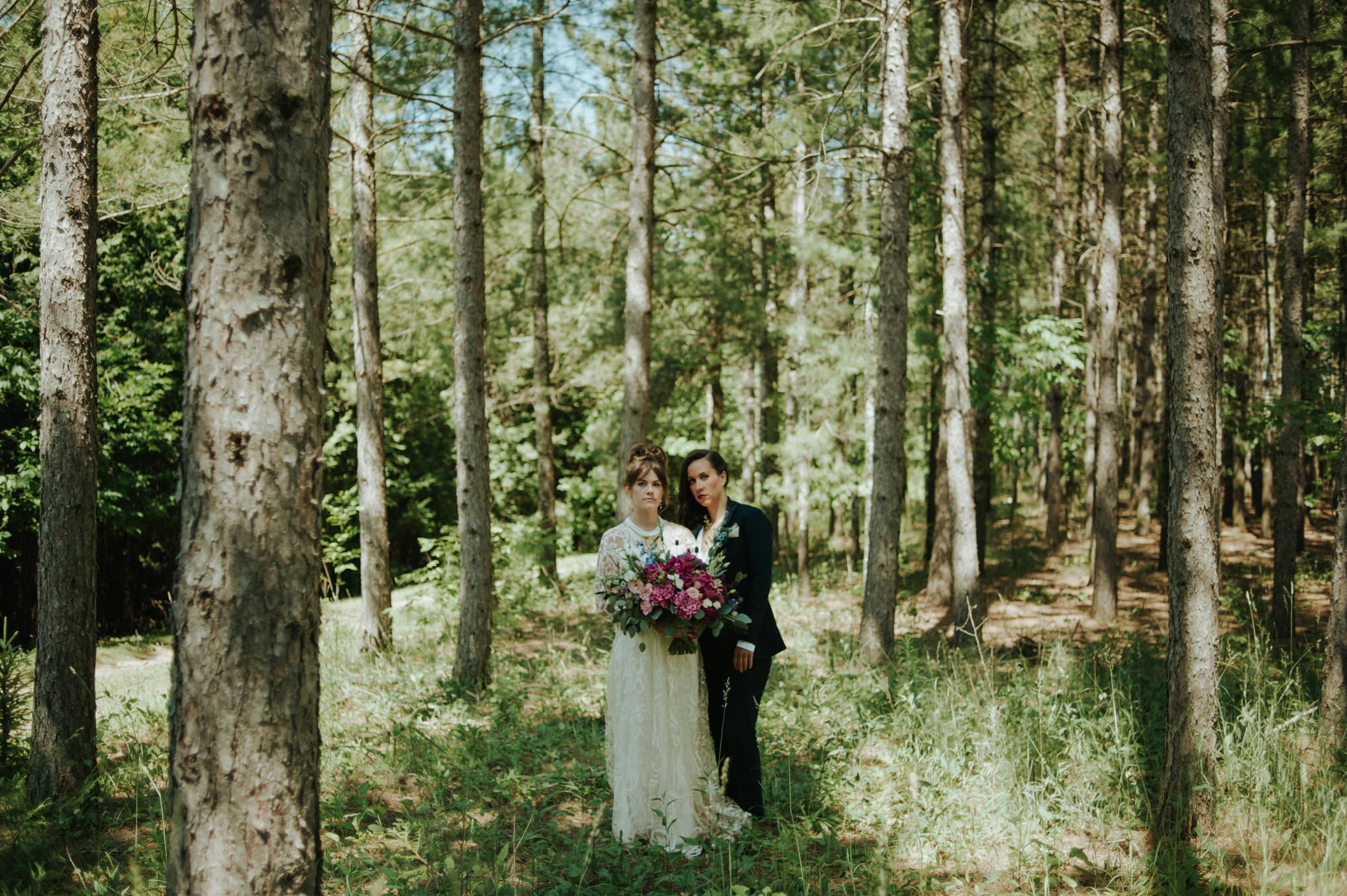 A dreamy femme babe same sex forest wedding at Riverstone Retreat // Daring Wanderer: www.daringwanderer.com