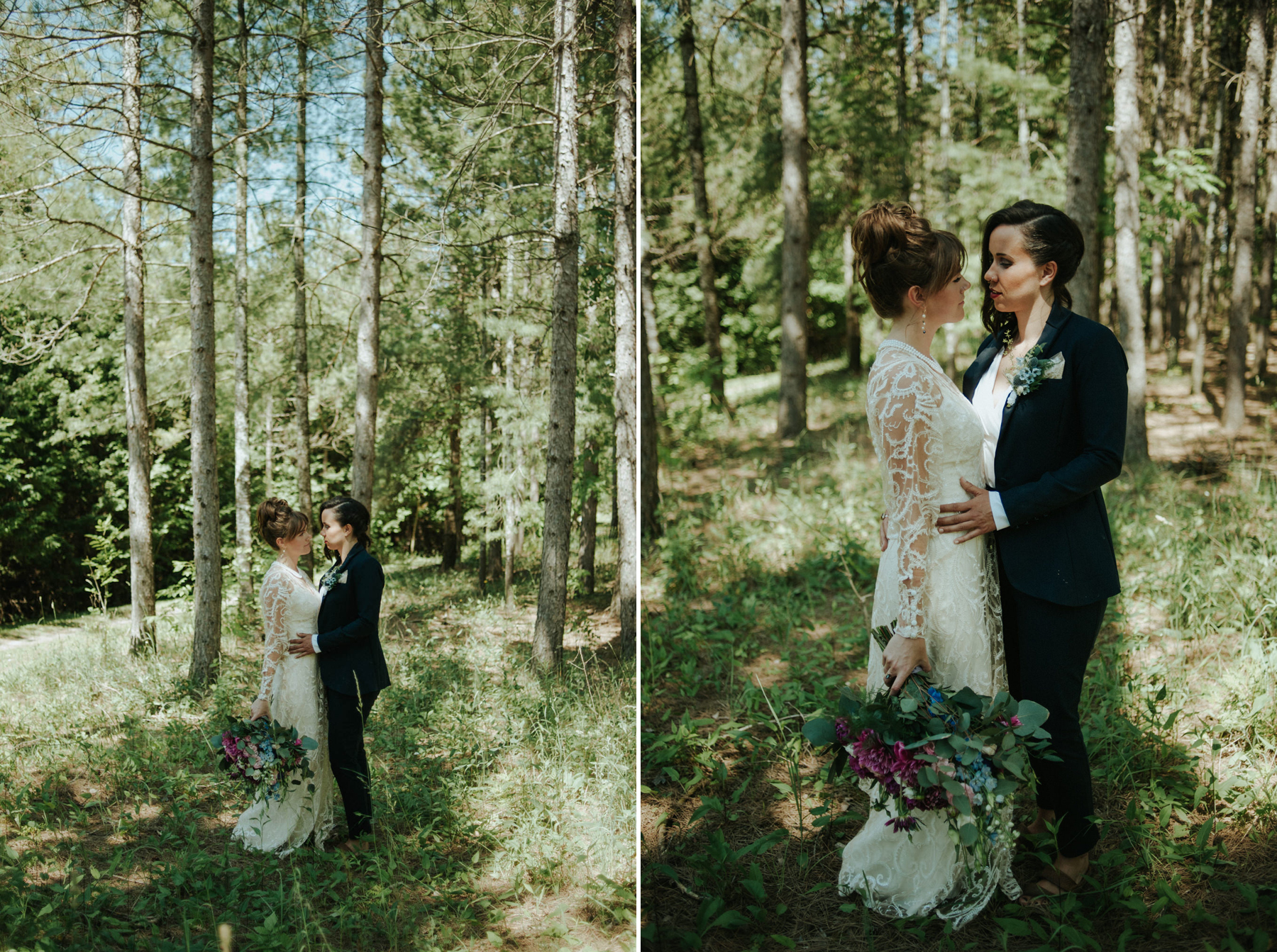 A dreamy femme babe same sex forest wedding at Riverstone Retreat // Daring Wanderer: www.daringwanderer.com