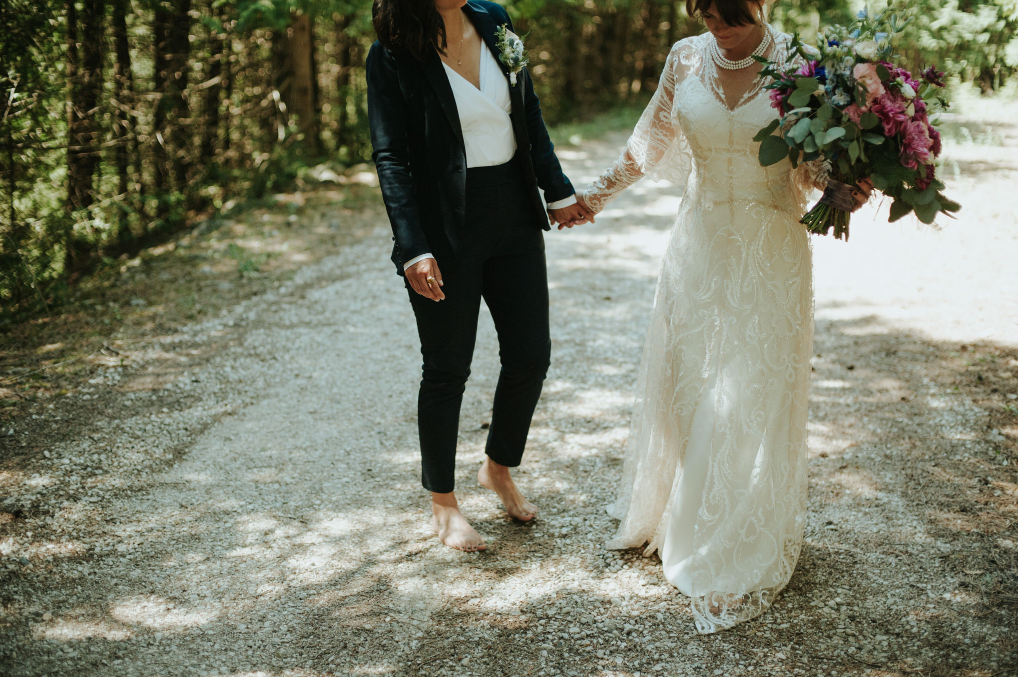 A dreamy femme babe same sex forest wedding at Riverstone Retreat // Daring Wanderer: www.daringwanderer.com