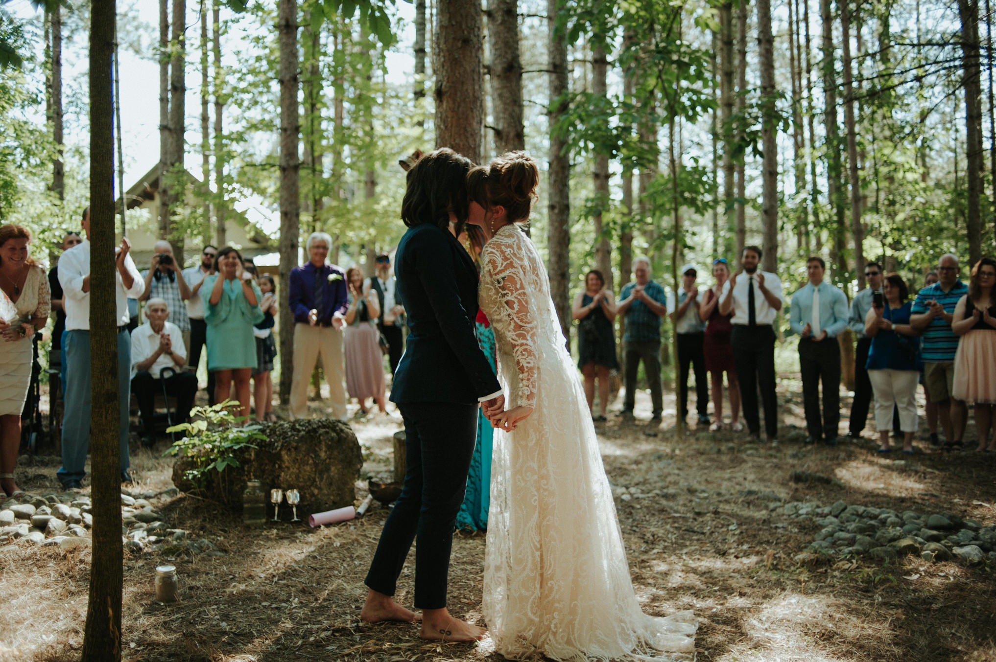 A dreamy femme babe same sex forest wedding at Riverstone Retreat // Daring Wanderer: www.daringwanderer.com