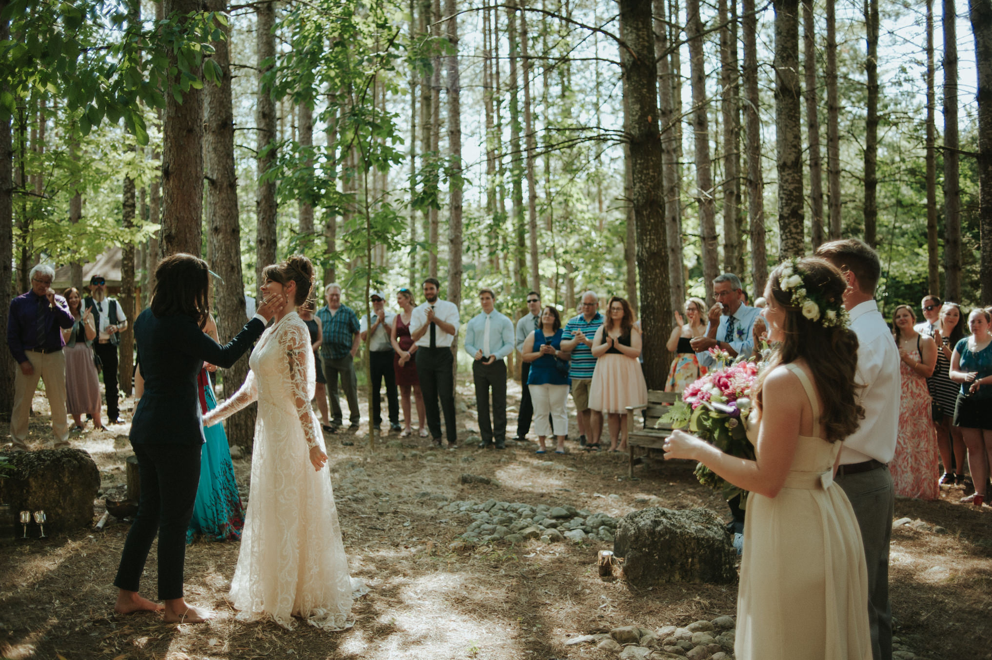 A dreamy femme babe same sex forest wedding at Riverstone Retreat // Daring Wanderer: www.daringwanderer.com