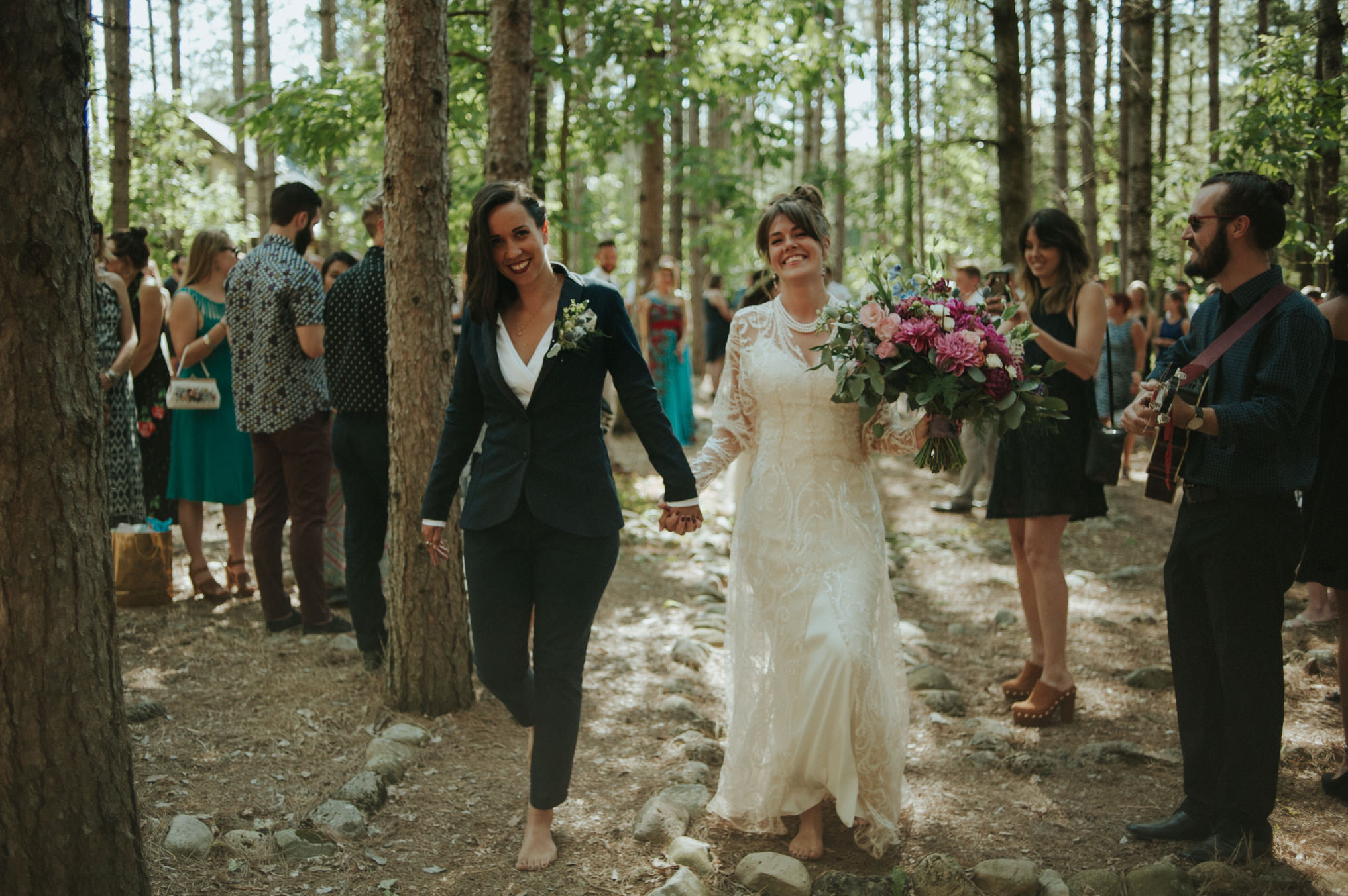 A dreamy femme babe same sex forest wedding at Riverstone Retreat // Daring Wanderer: www.daringwanderer.com