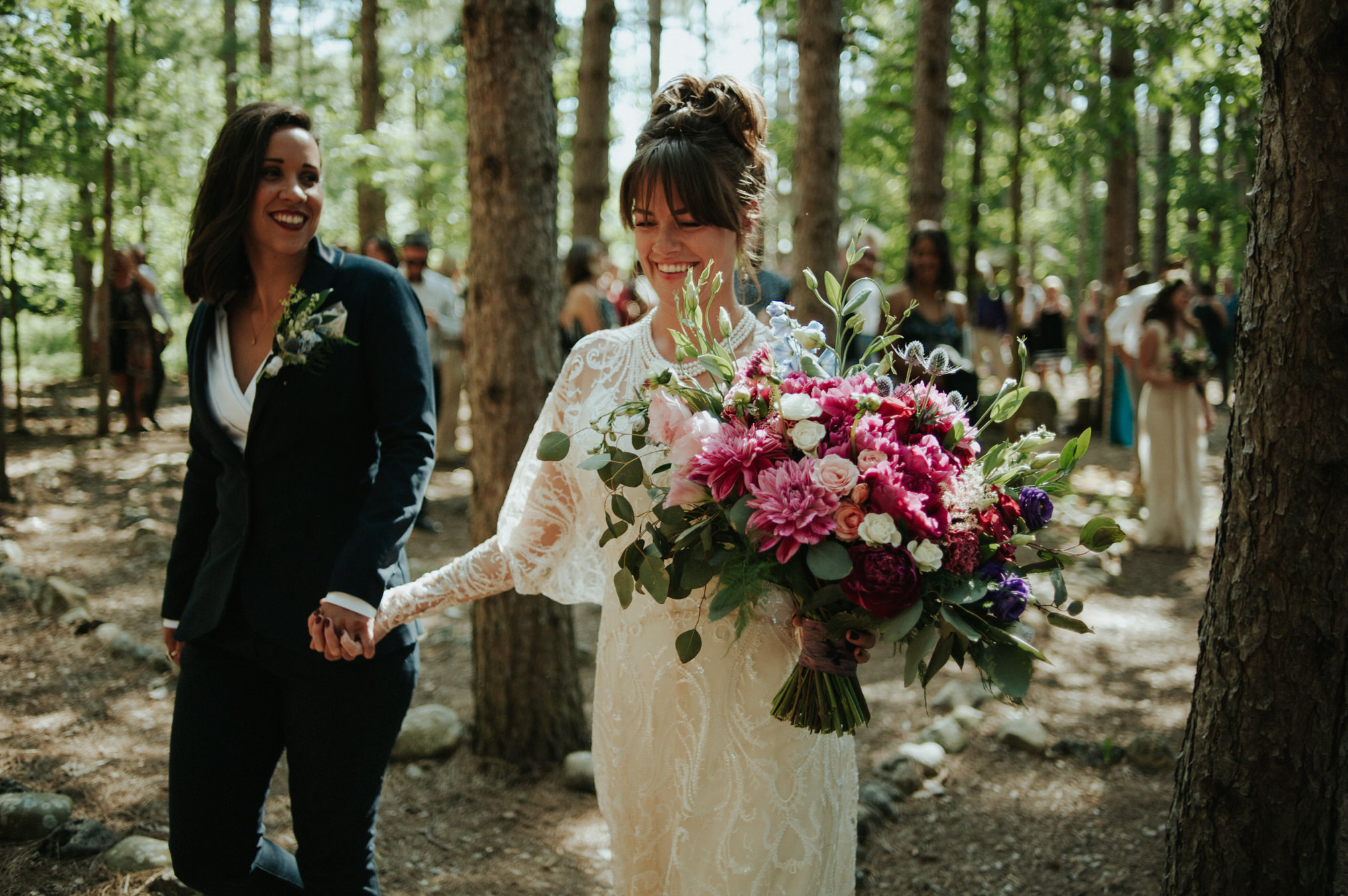 A dreamy femme babe same sex forest wedding at Riverstone Retreat // Daring Wanderer: www.daringwanderer.com