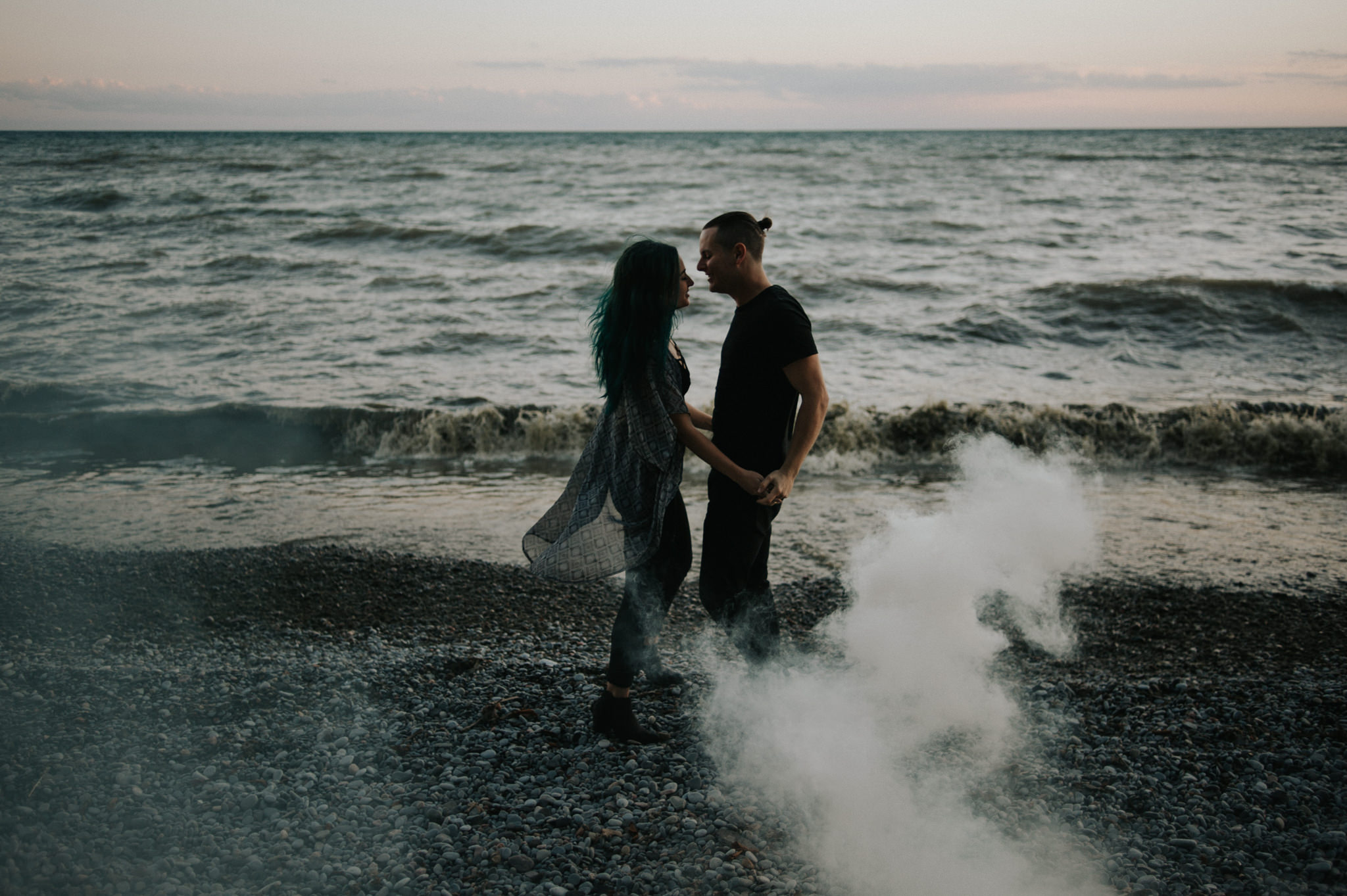 Smoke Bomb Portraits at dusk // Toronto wedding photographer Daring Wanderer 