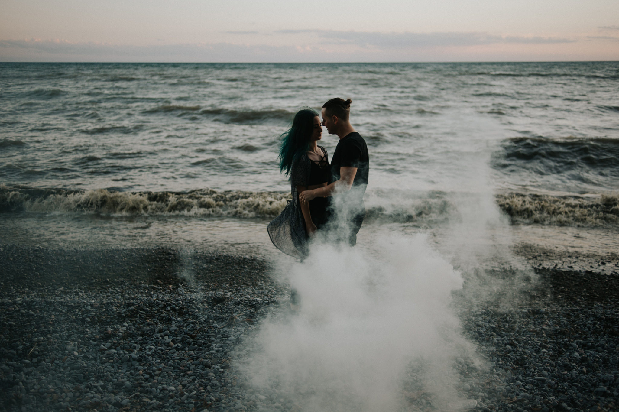 Smoke Bomb Portraits at dusk // Toronto wedding photographer Daring Wanderer 