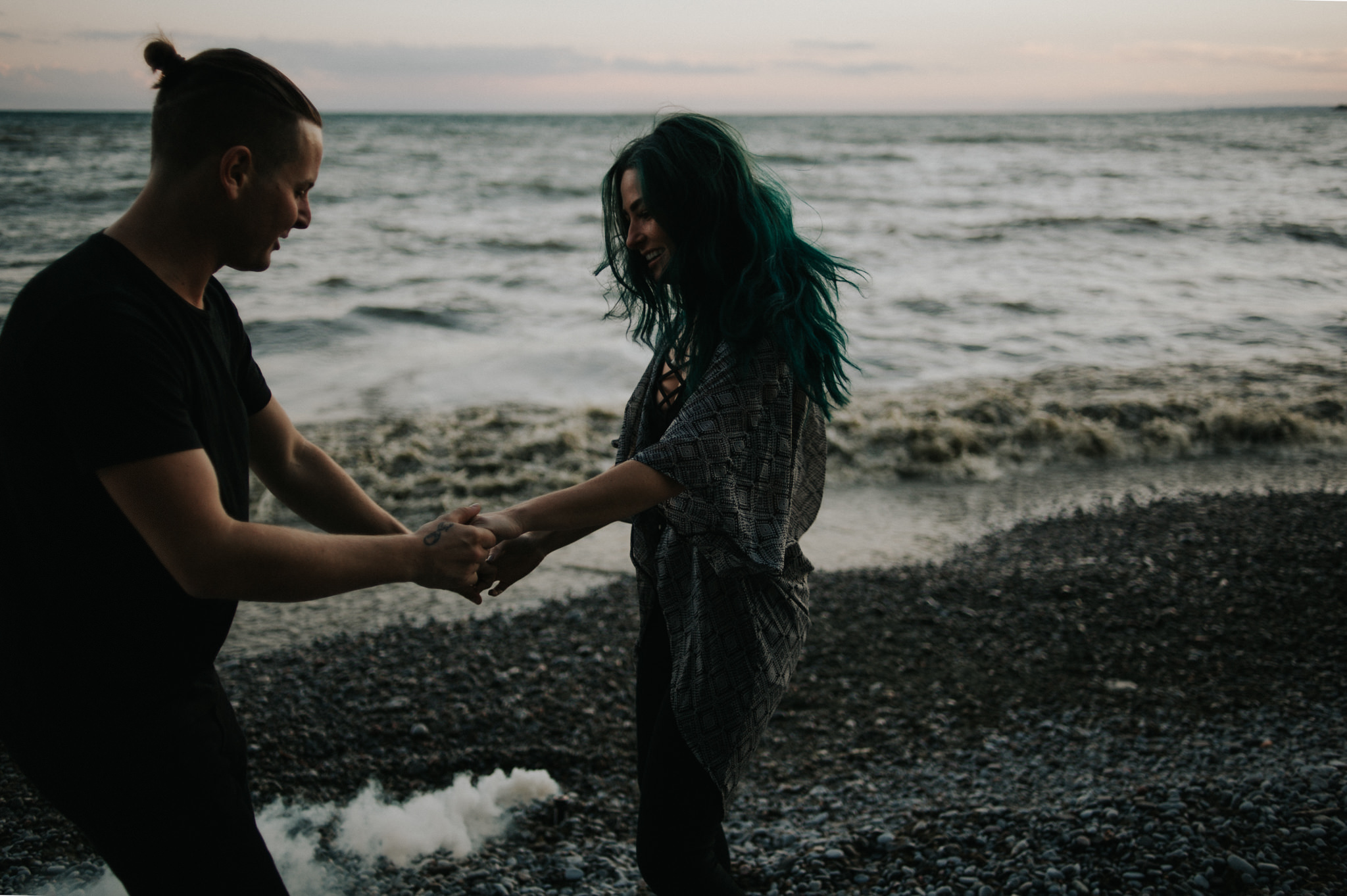 Smoke Bomb Portraits at dusk // Toronto wedding photographer Daring Wanderer 