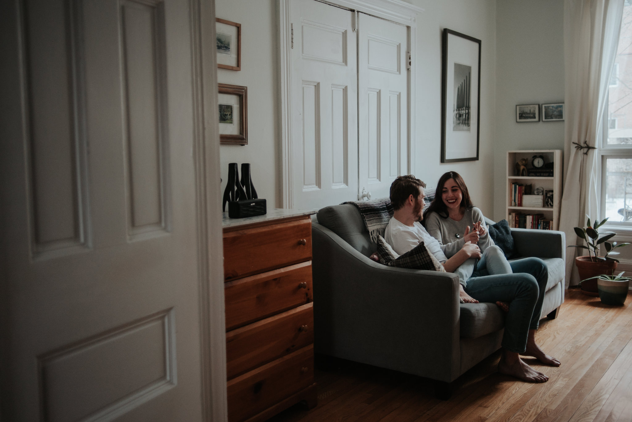 This Intimate In Home Engagement will make you want to cook up some pancakes for breakfast, cozy up by the fire and then hop in the bath tub while he reads to you and washes your hair // Photographed by Toronto Wedding Photographer Daring Wanderer