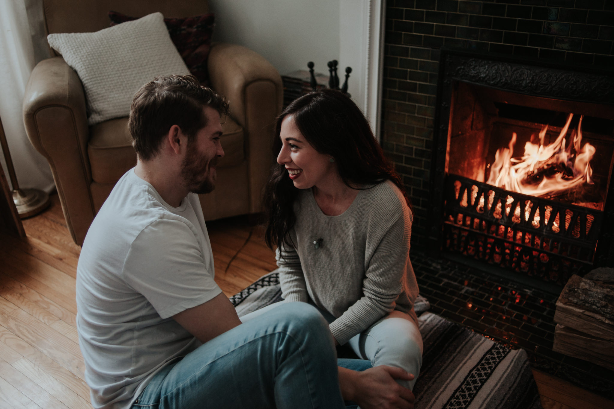 This Intimate In Home Engagement will make you want to cook up some pancakes for breakfast, cozy up by the fire and then hop in the bath tub while he reads to you and washes your hair // Photographed by Toronto Wedding Photographer Daring Wanderer