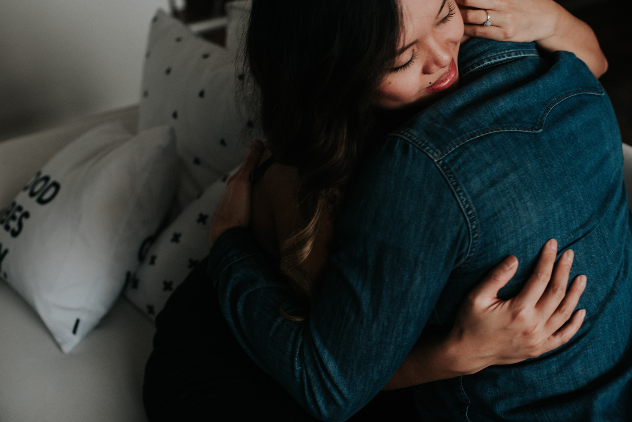 A cozy in home maternity shoot with a gorgeous couple in their beautifully styled Toronto condo // Photographed by Toronto Wedding Photographer Daring Wanderer