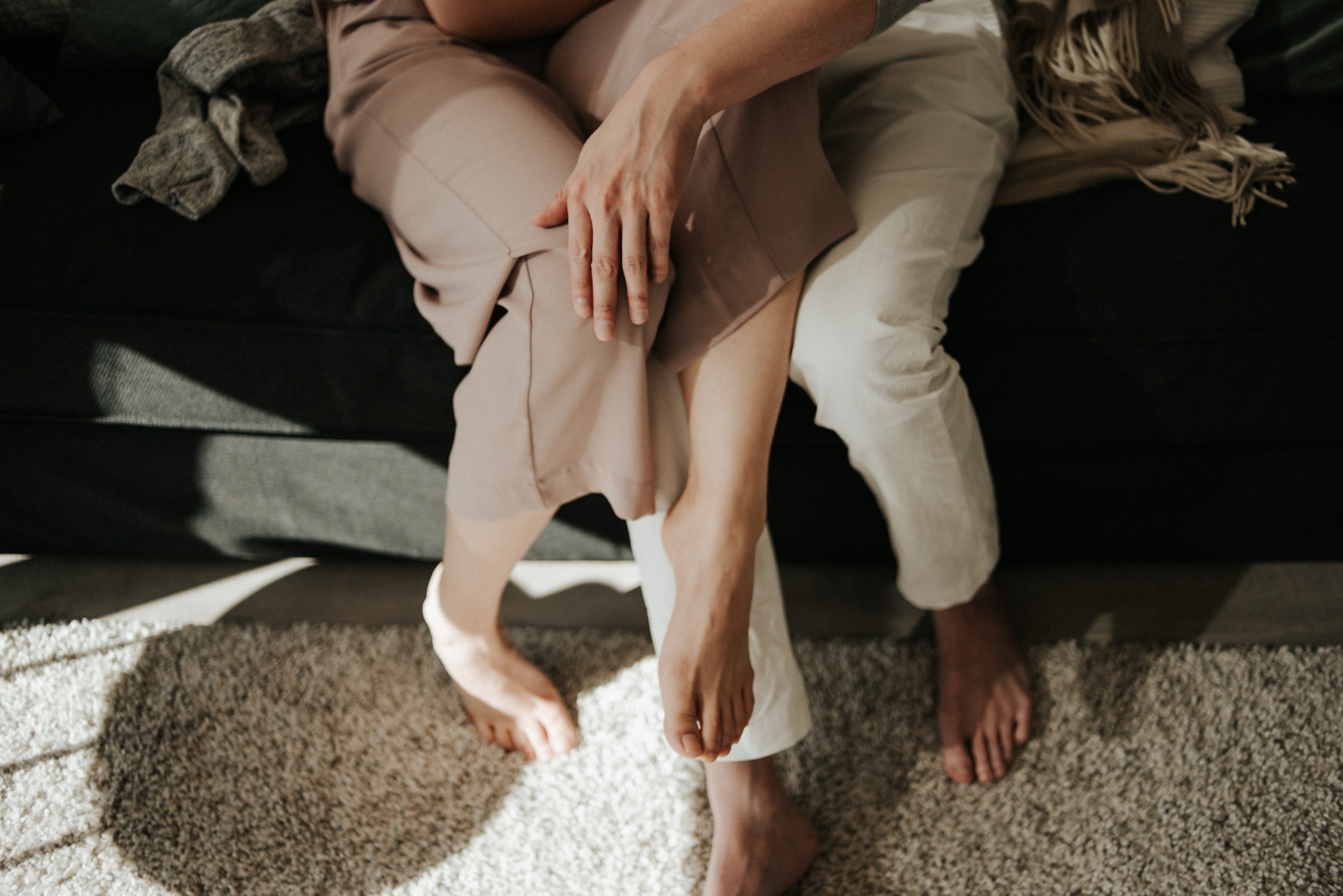 A cozy intimate morning sunrise engagement in their bright condo in downtown Toronto // Photographed by Toronto Wedding Photographer Daring Wanderer