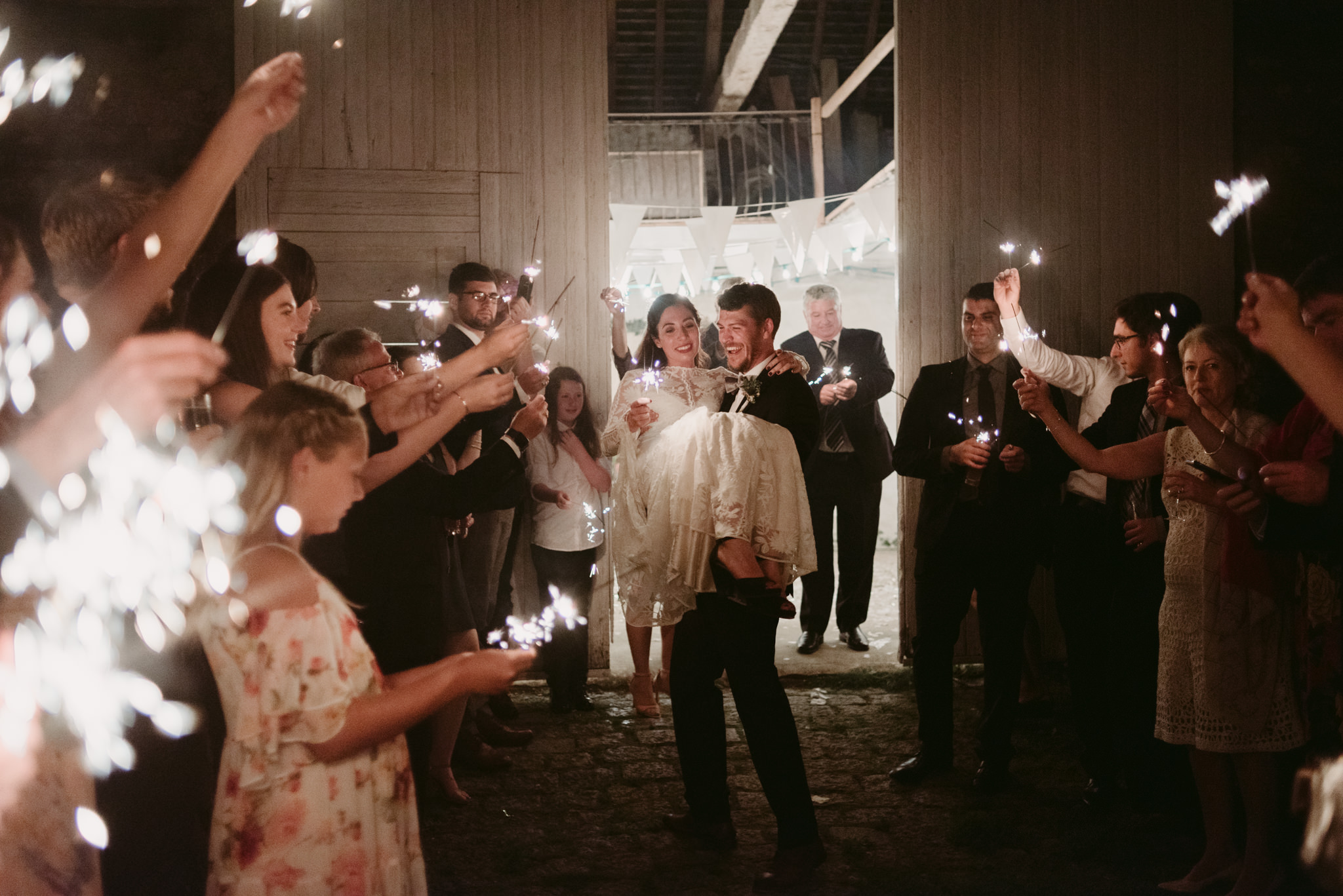 Sparkler exit at wedding