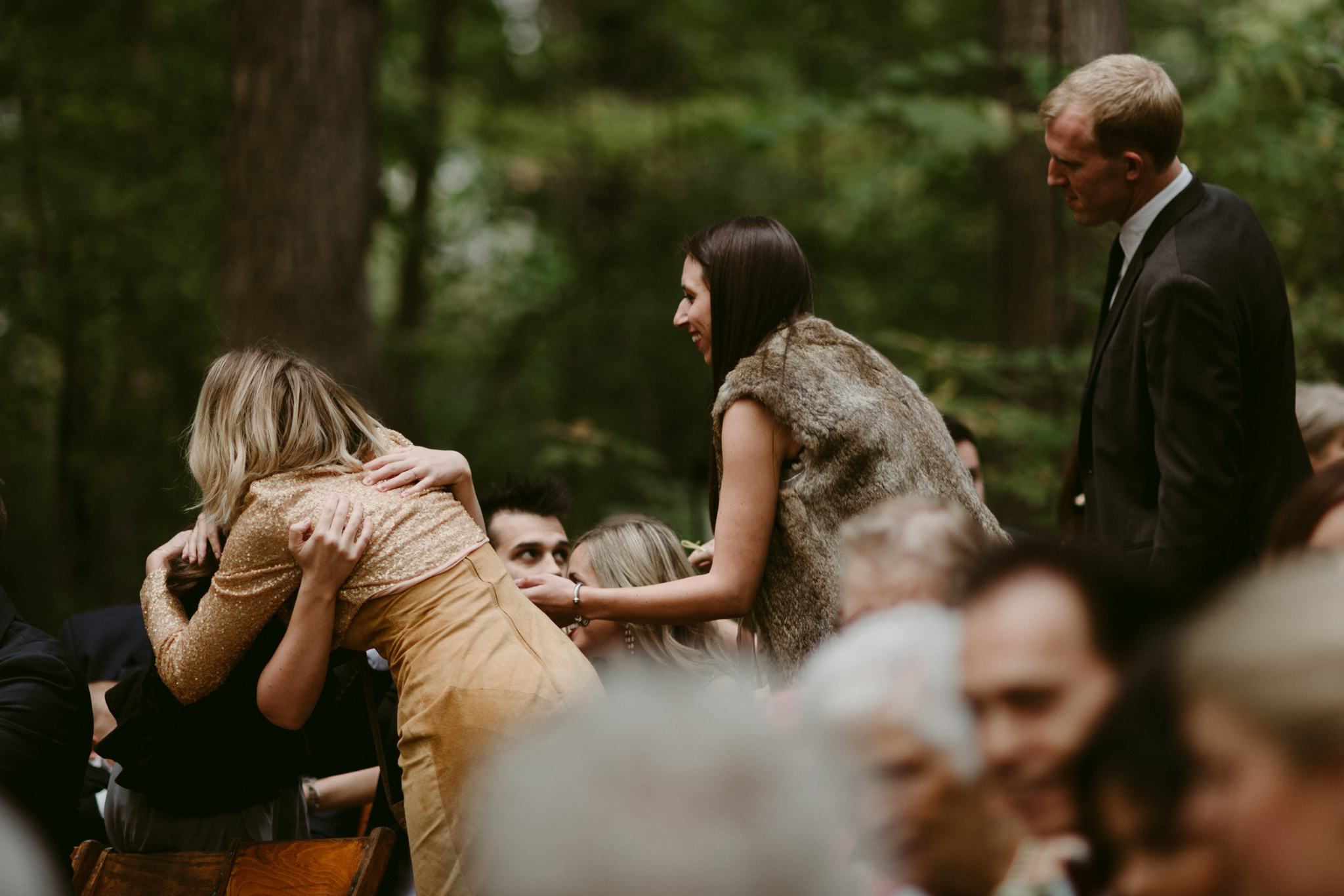 Guests hugging before ceremony starts