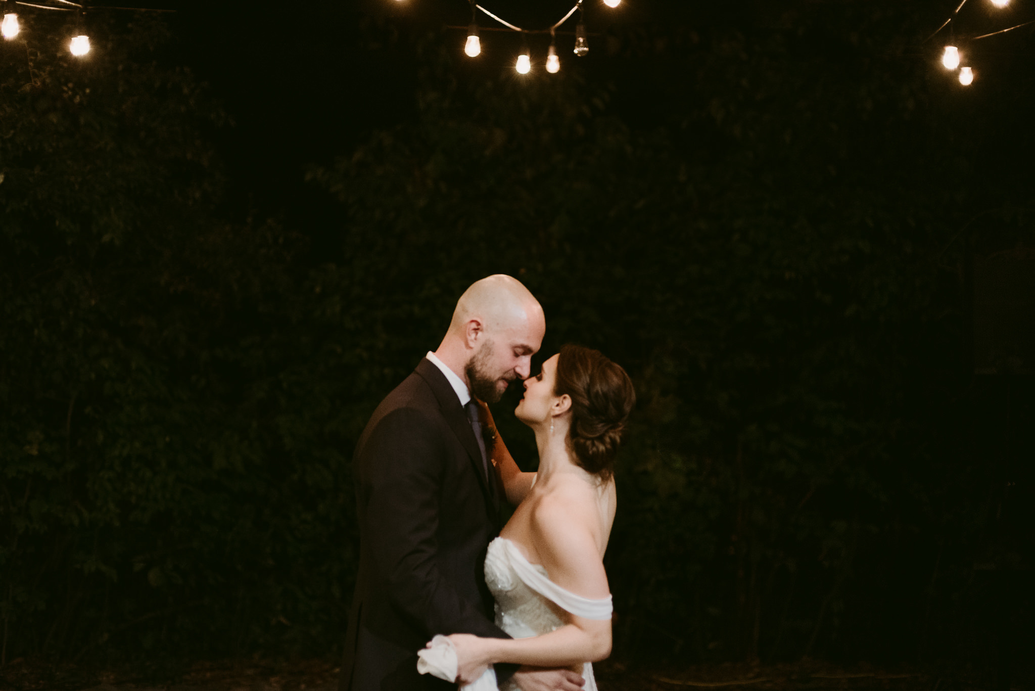 First dance under string lights