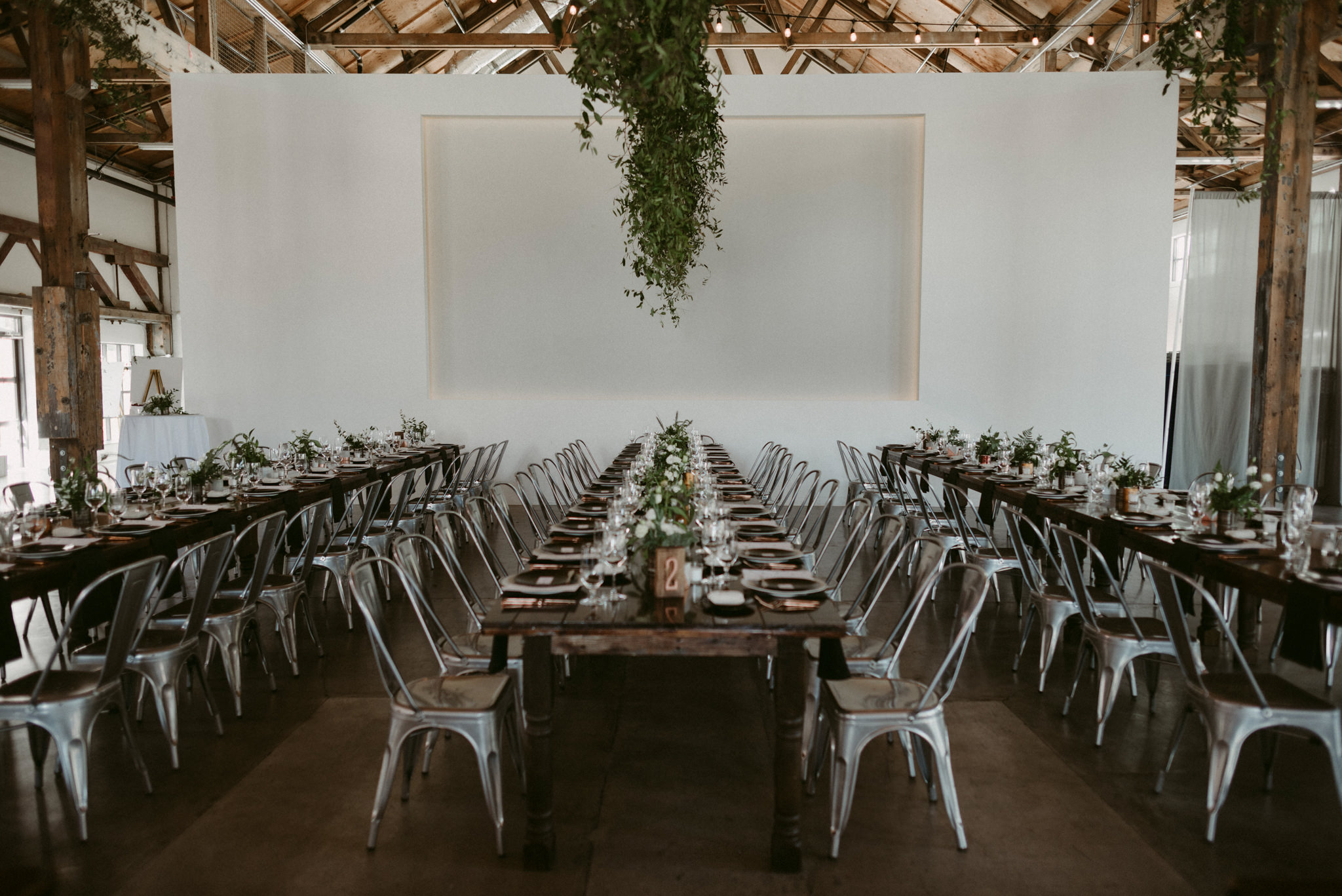 industrial wedding reception table setting