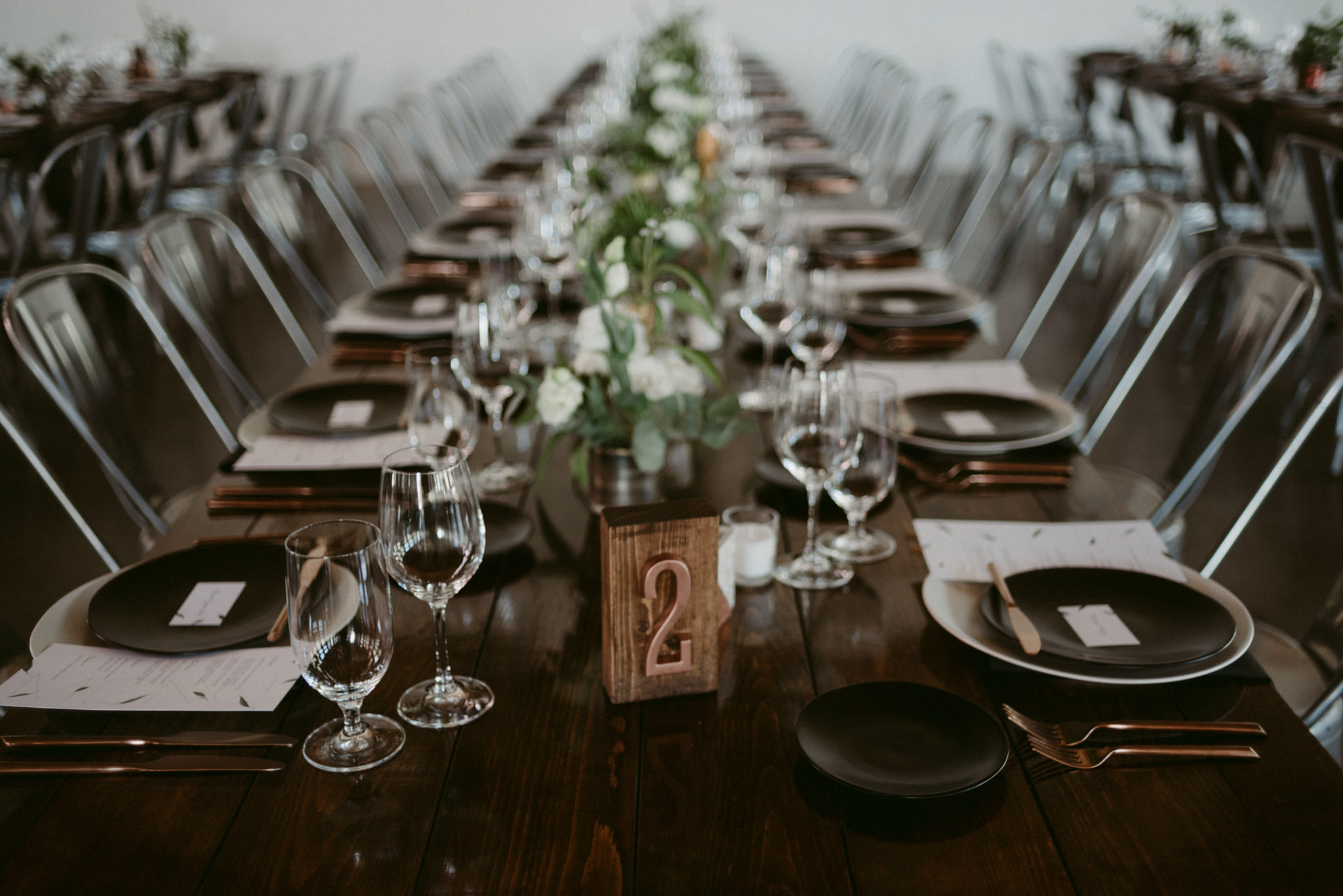 industrial wedding reception table setting