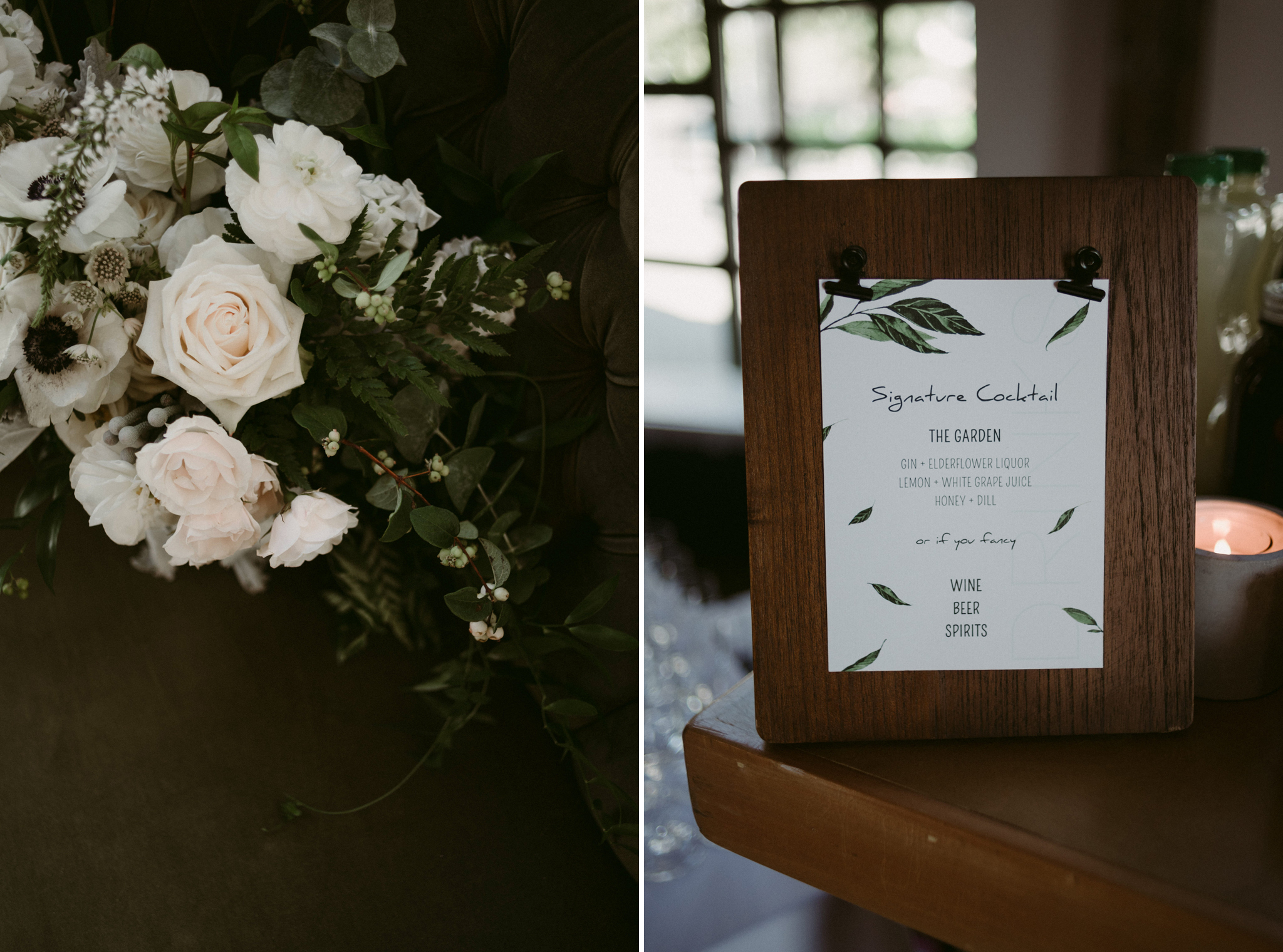 botanical wedding cocktail sign