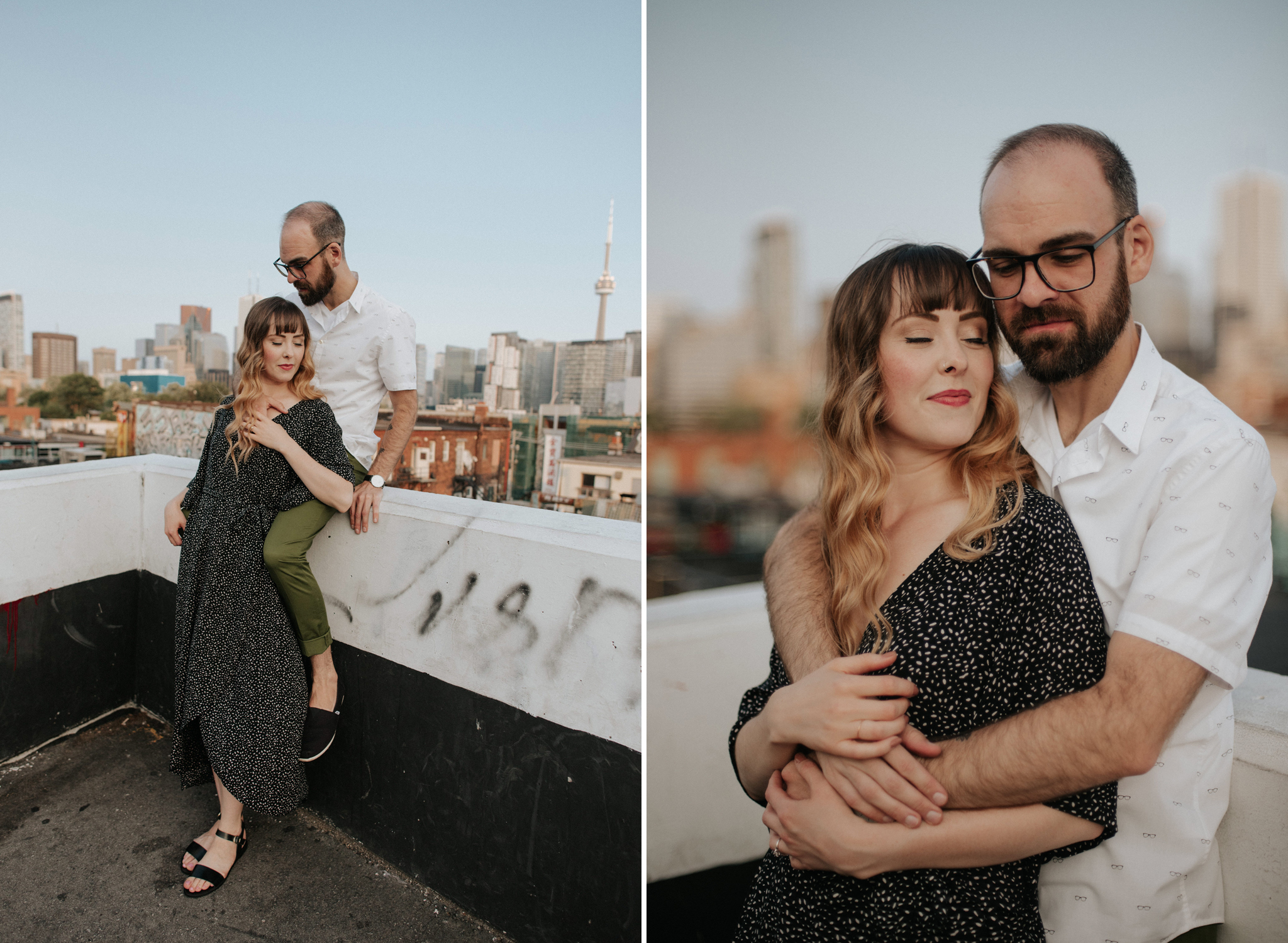 Rooftop Toronto engagement shoot