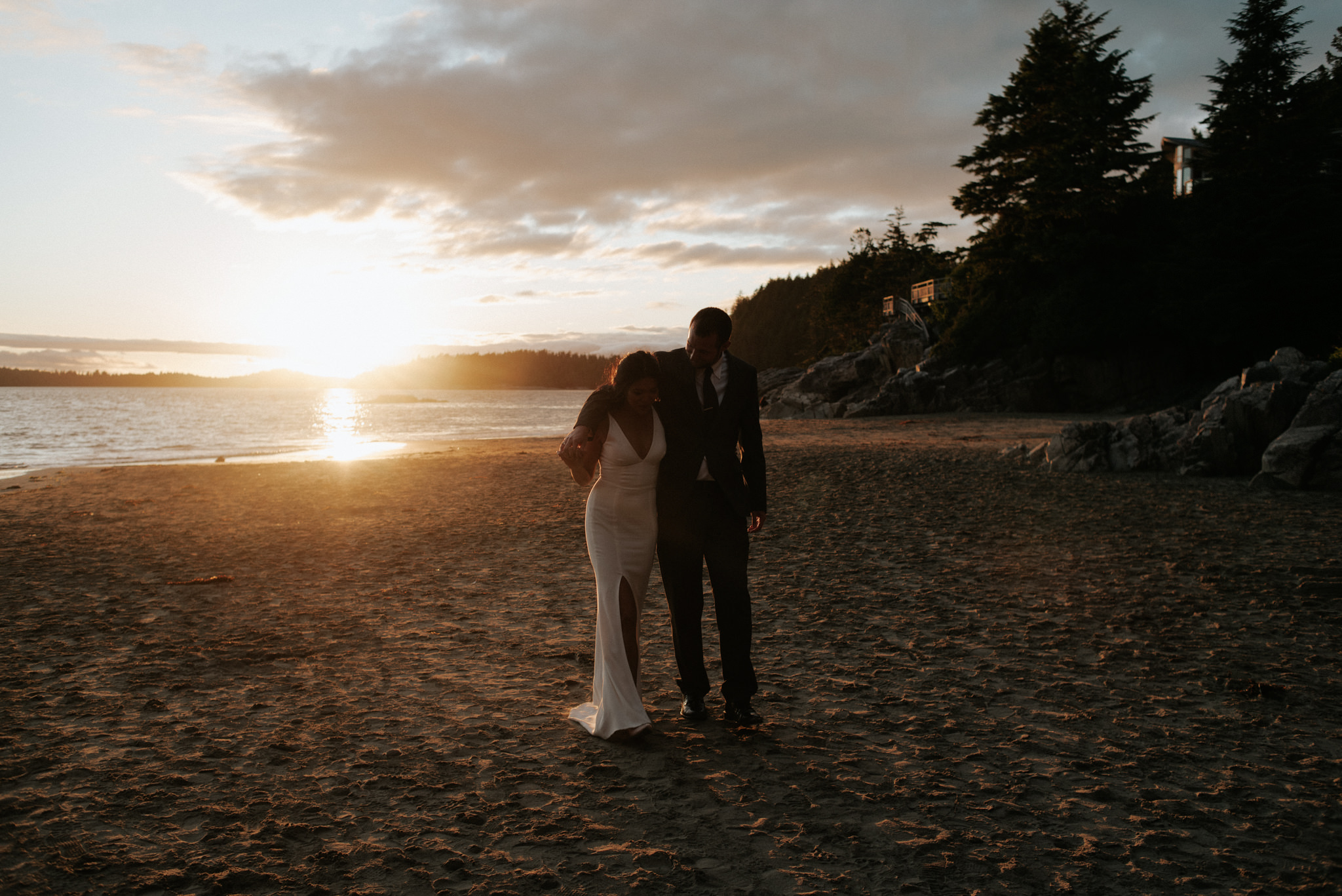 Tofino elopement sunset wedding portraits on the beach