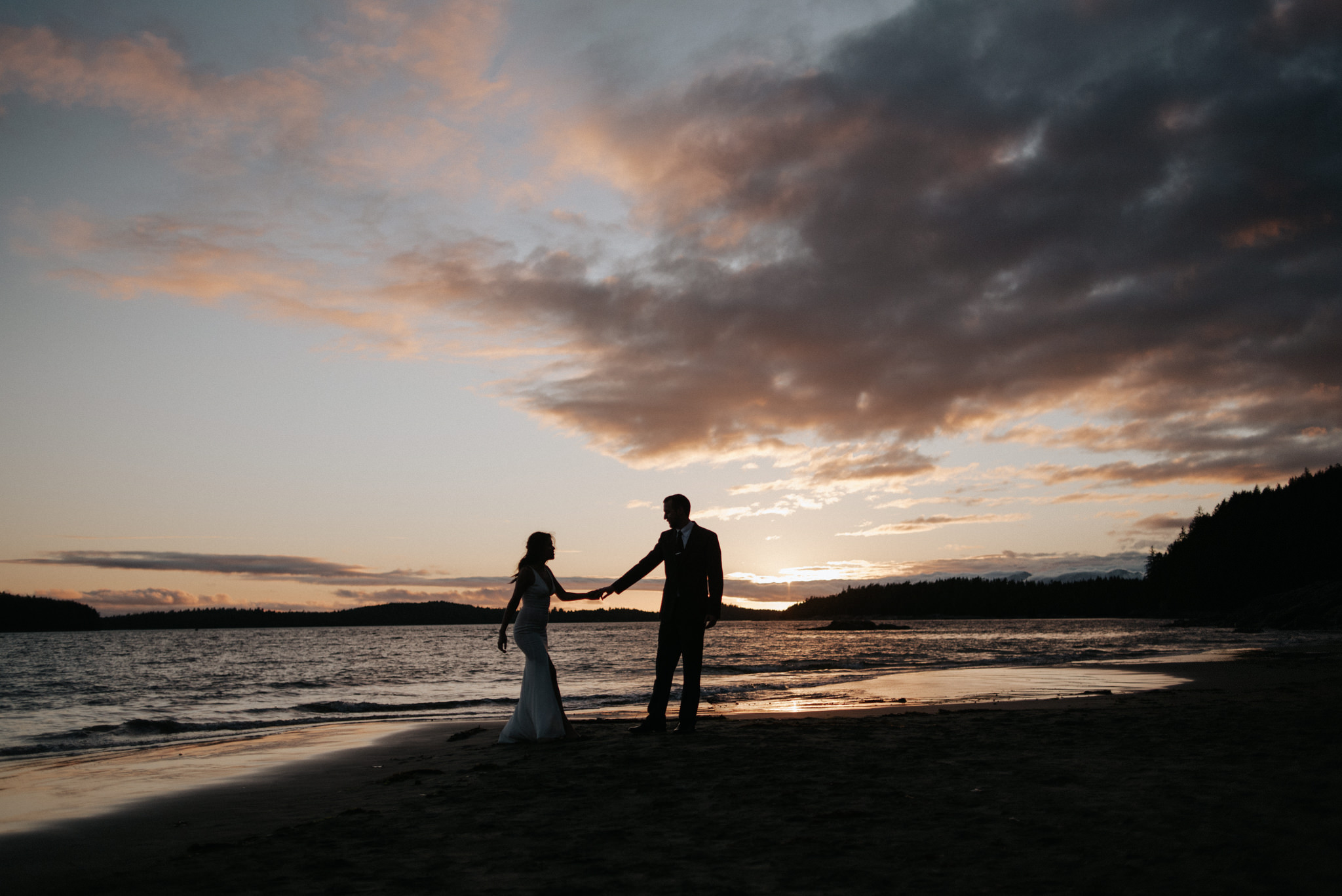 Tofino elopement sunset wedding portraits on the beach