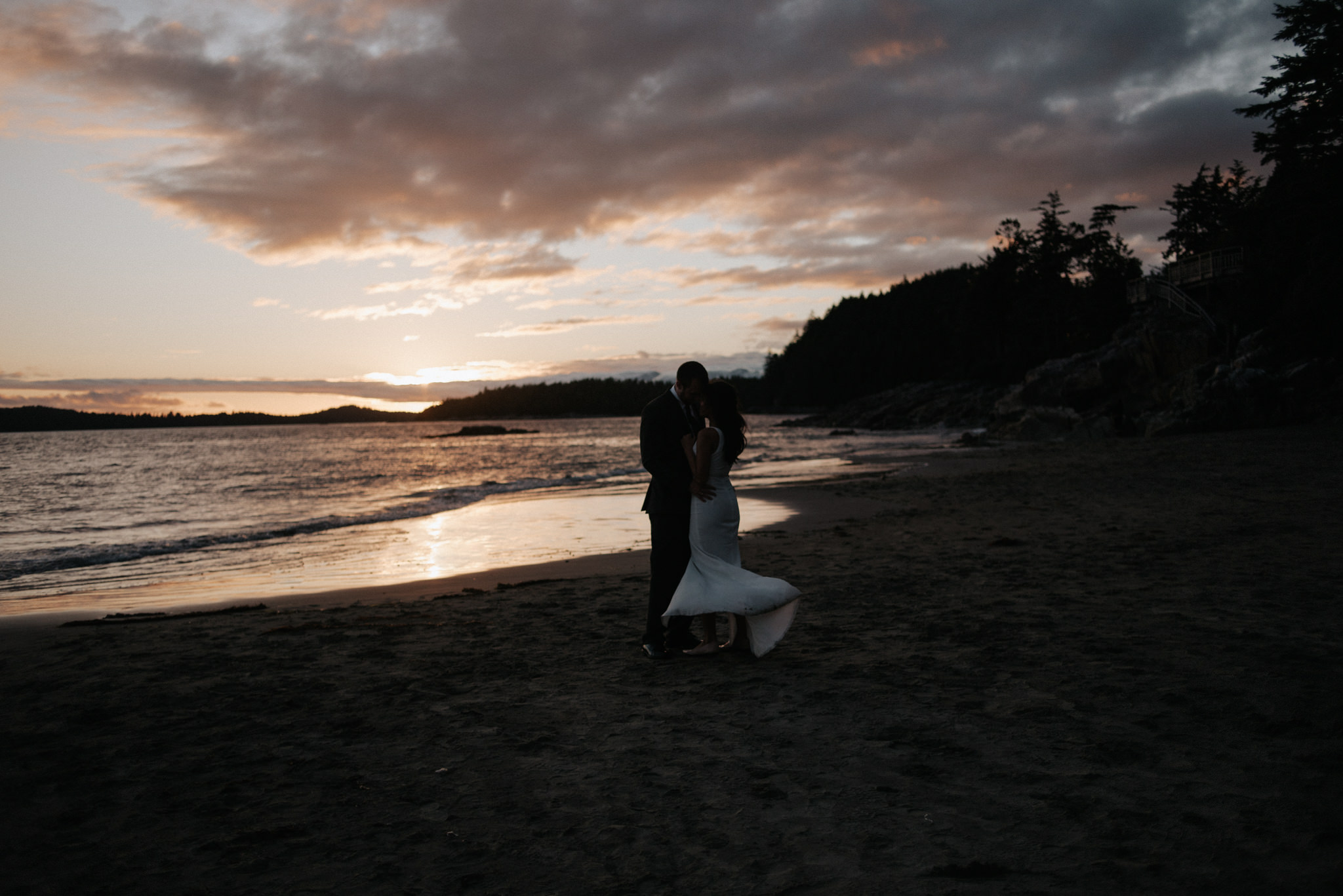 Tofino elopement sunset wedding portraits on the beach