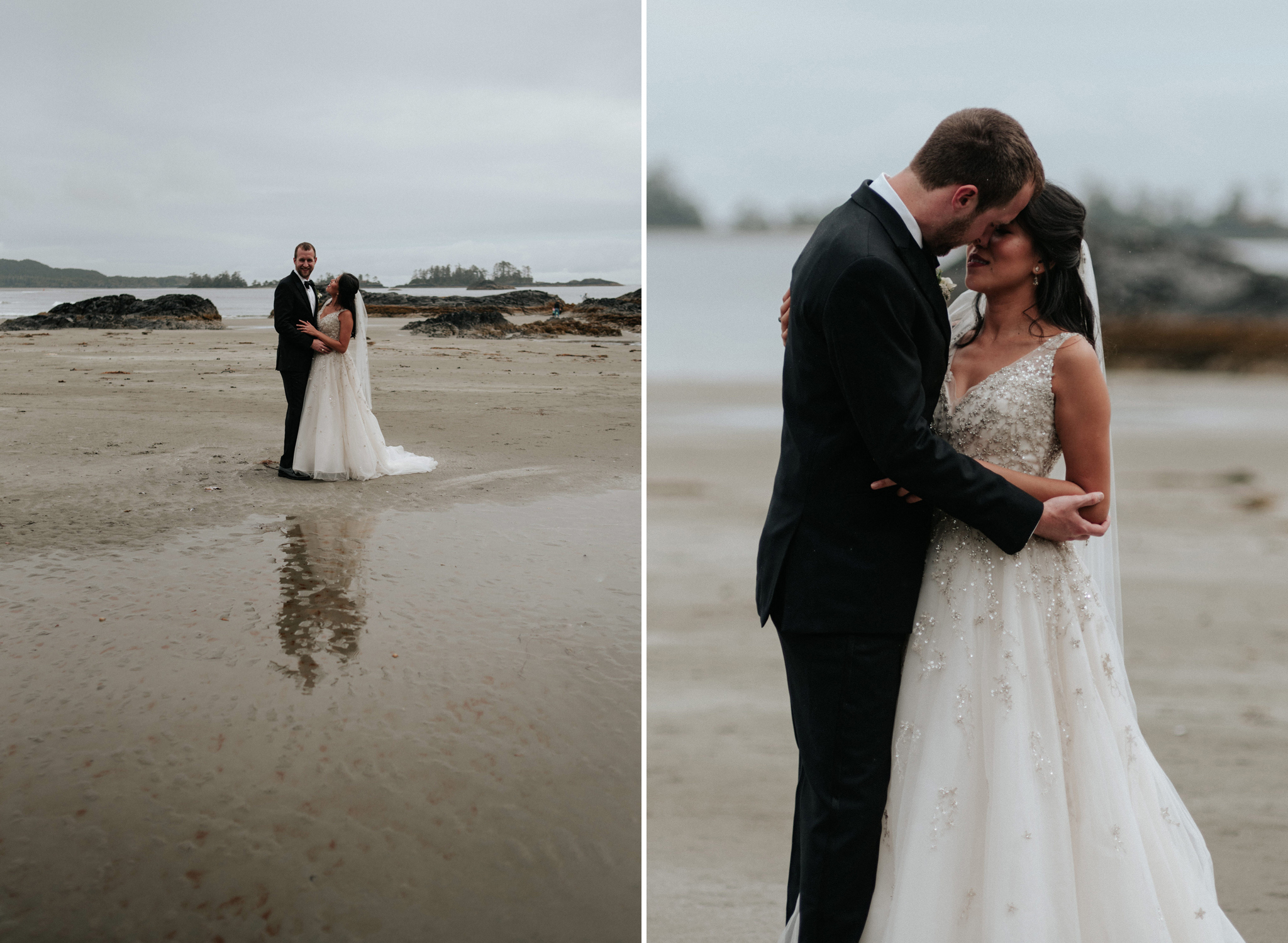 wedding portraits on beach in Tofino