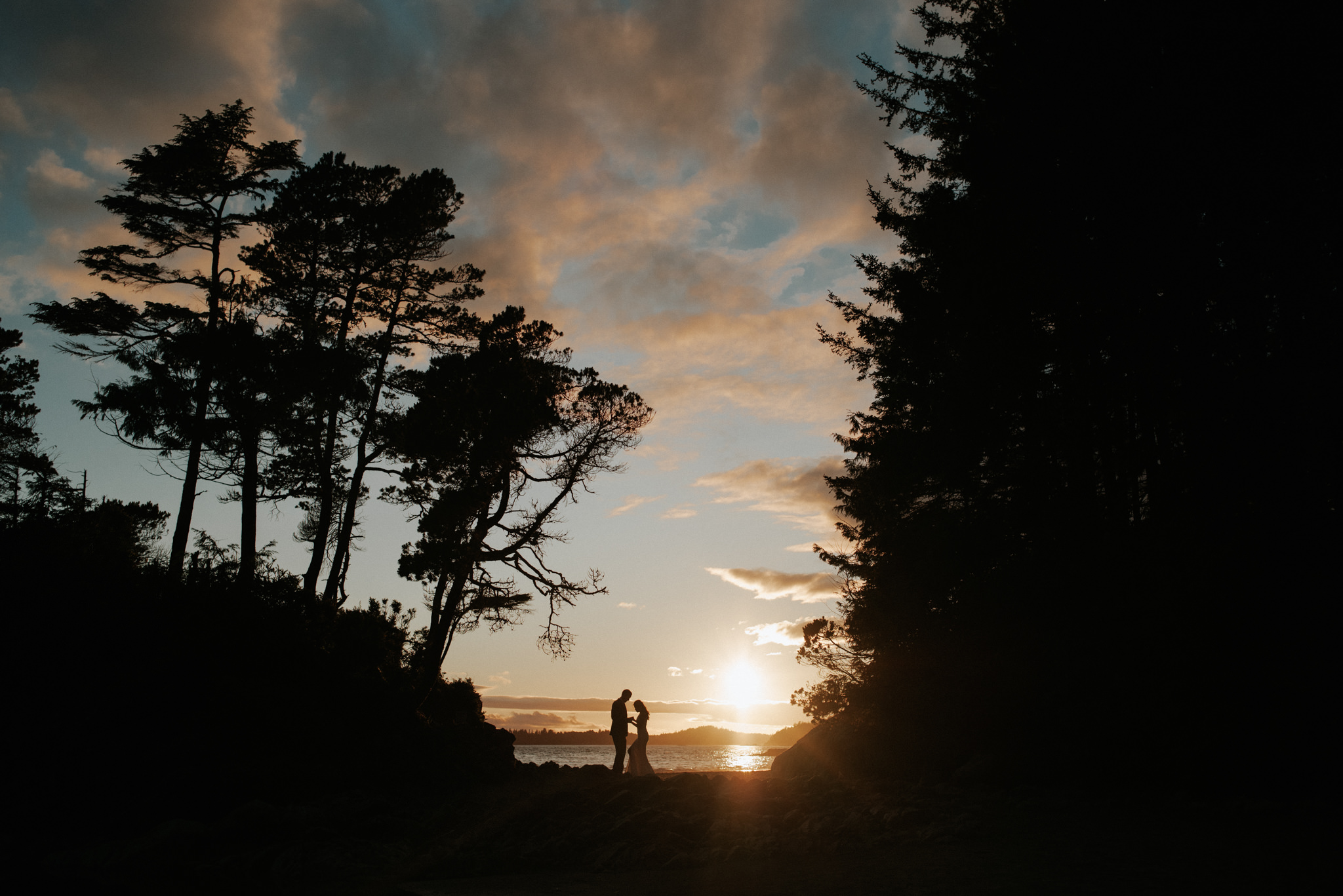 Tofino elopement sunset wedding portraits on the beach