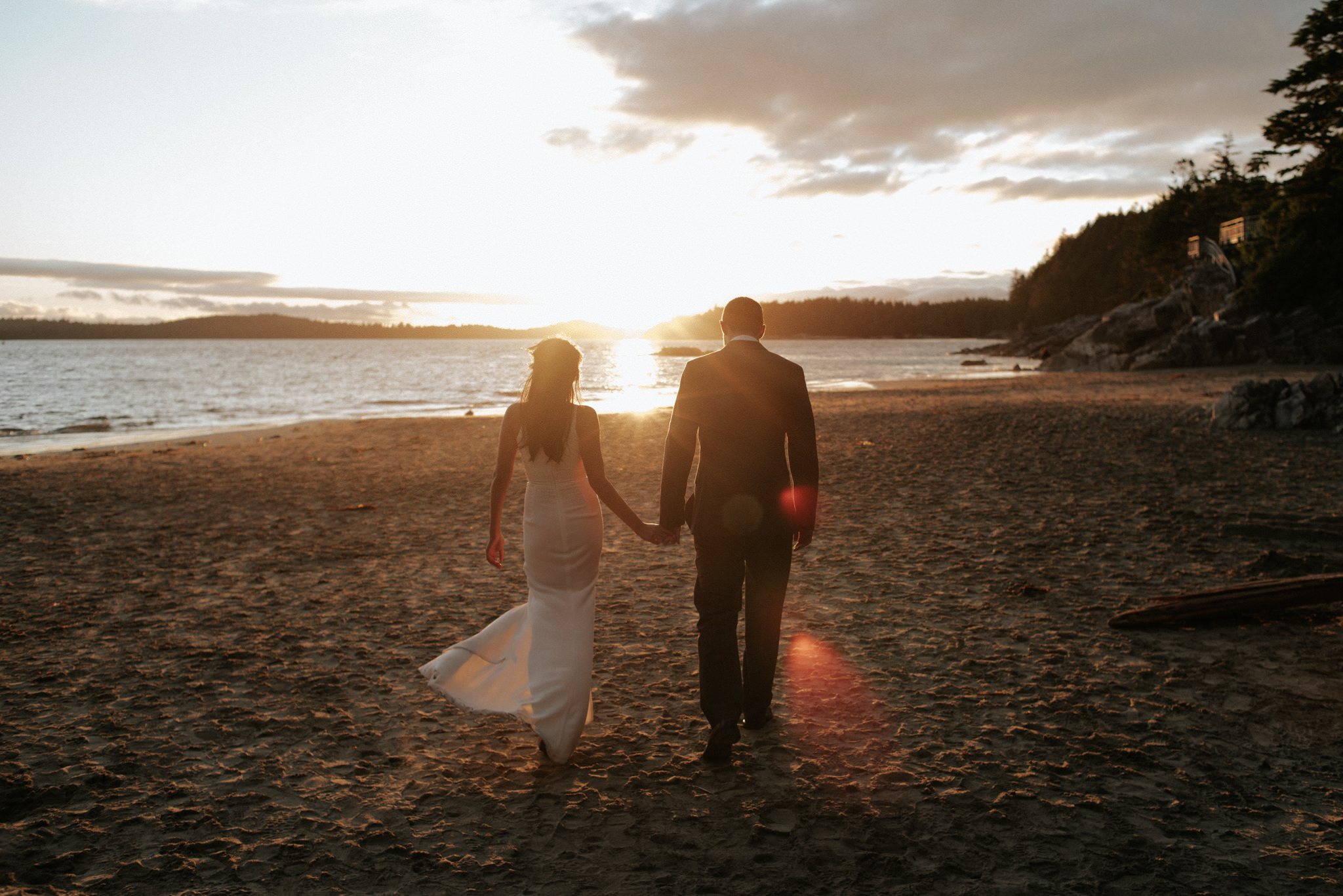 Tofino elopement sunset wedding portraits on the beach