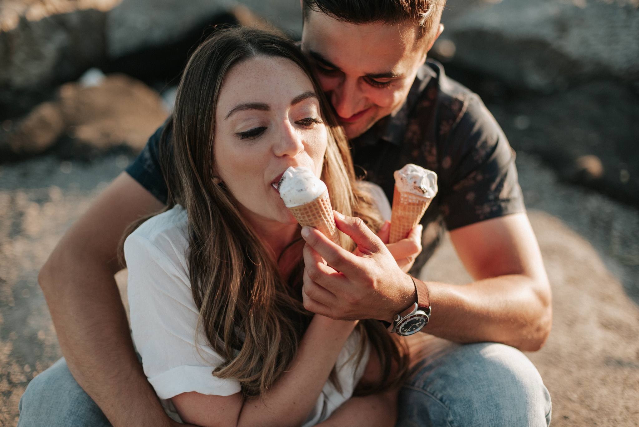 Lake Ontario sunset engagement