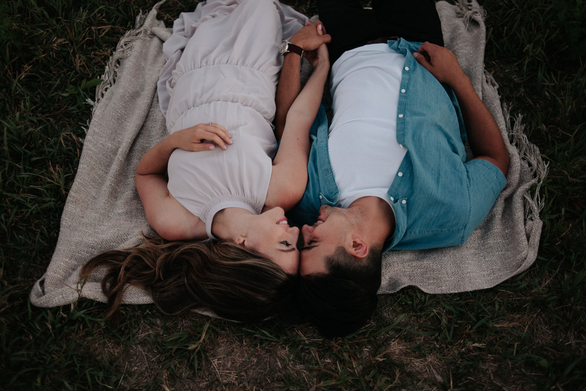 fun Lake Ontario sunset engagement at sunset