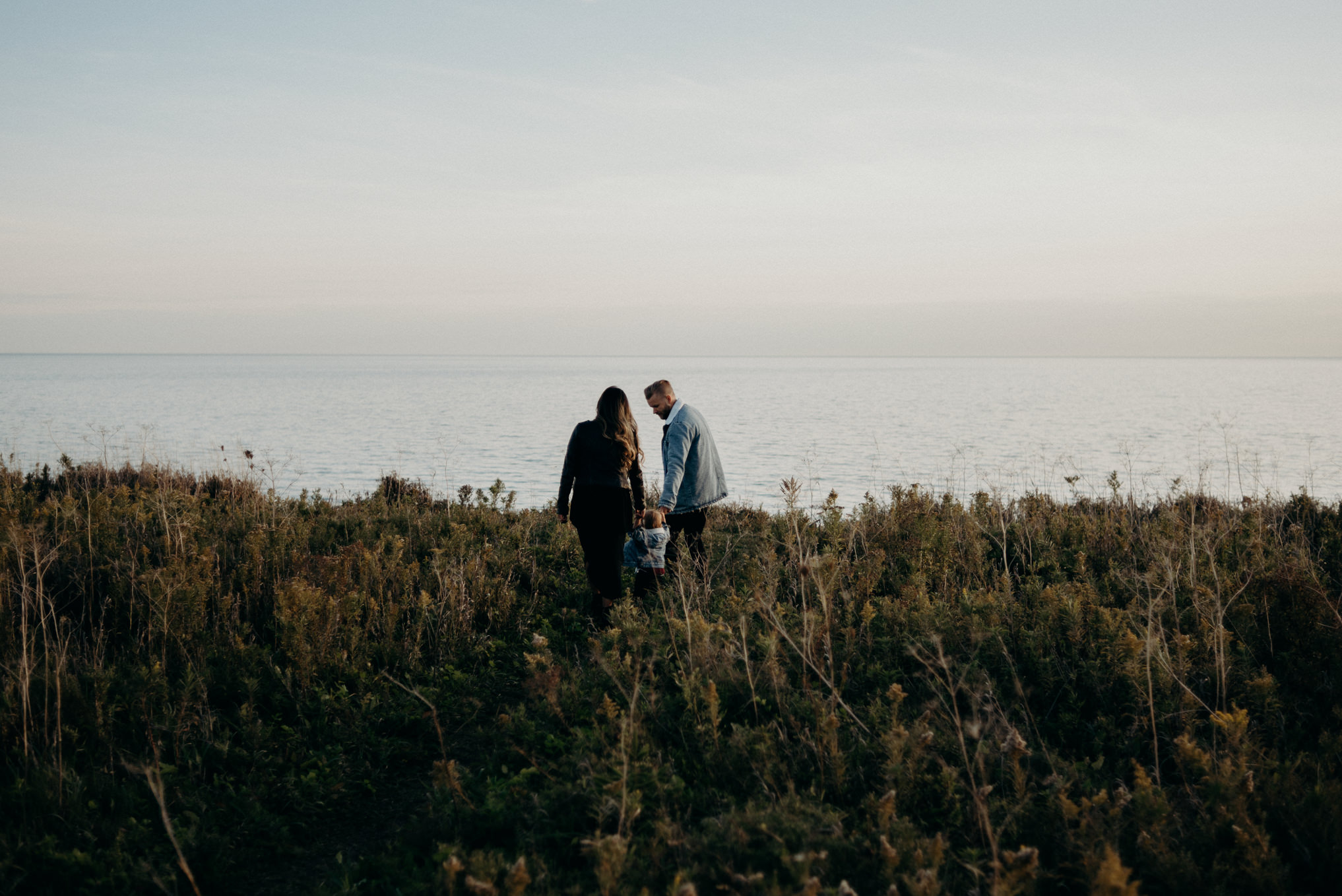 Toronto family portraits on Lake Ontario at sunset