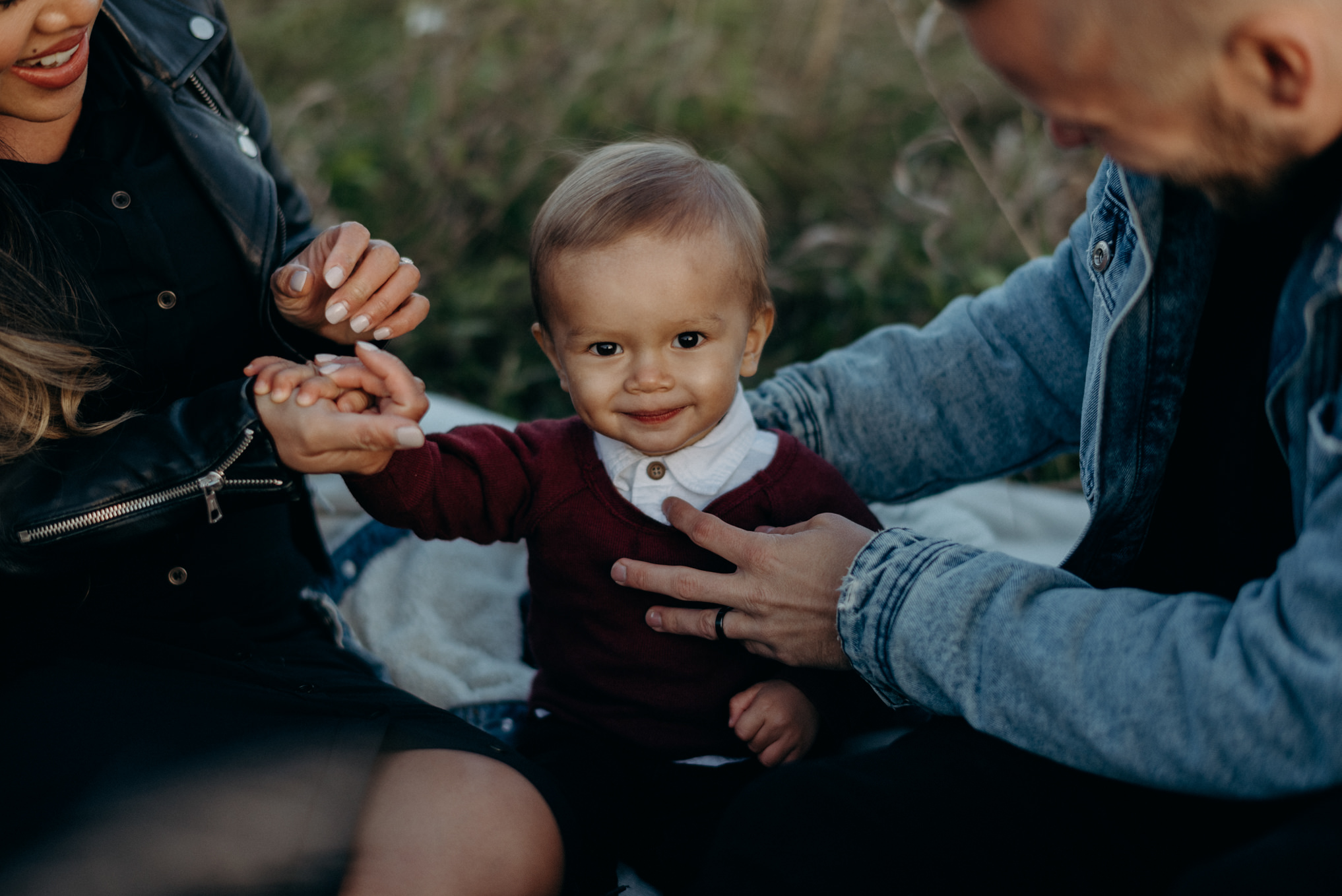 mixed little boy smiling at camera