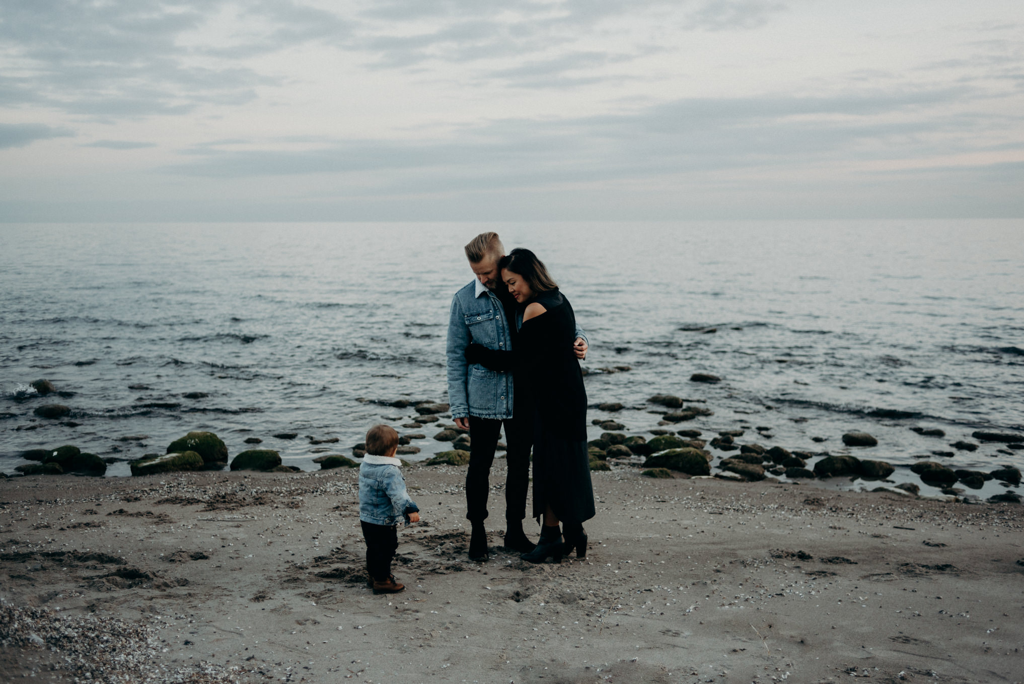 Toronto family portraits on beach at Lake Ontario