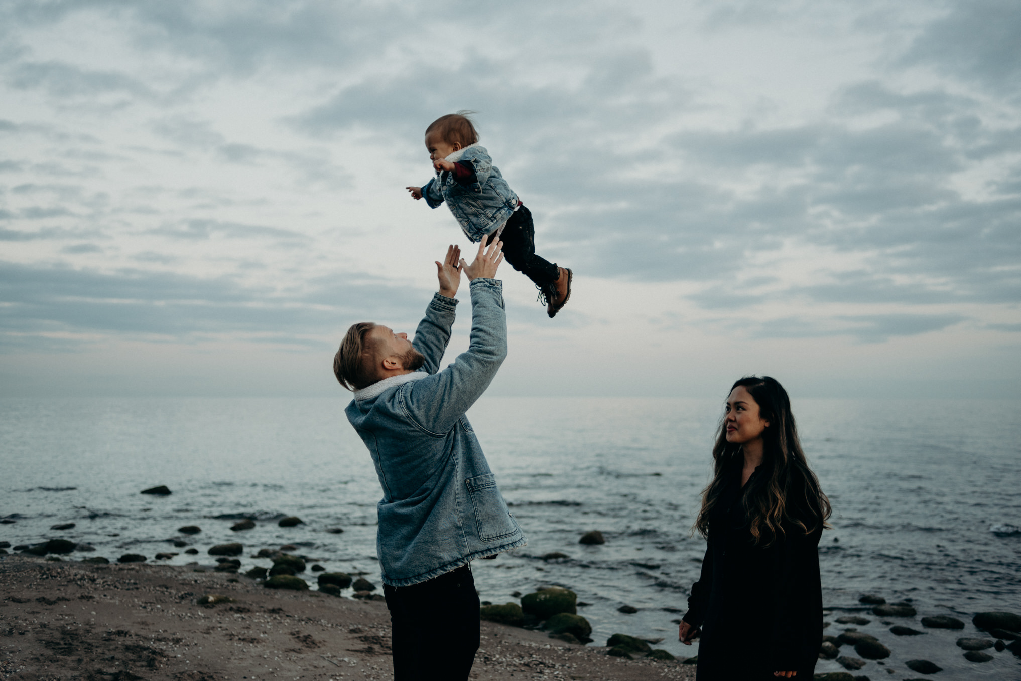 Toronto family portraits on beach at Lake Ontario