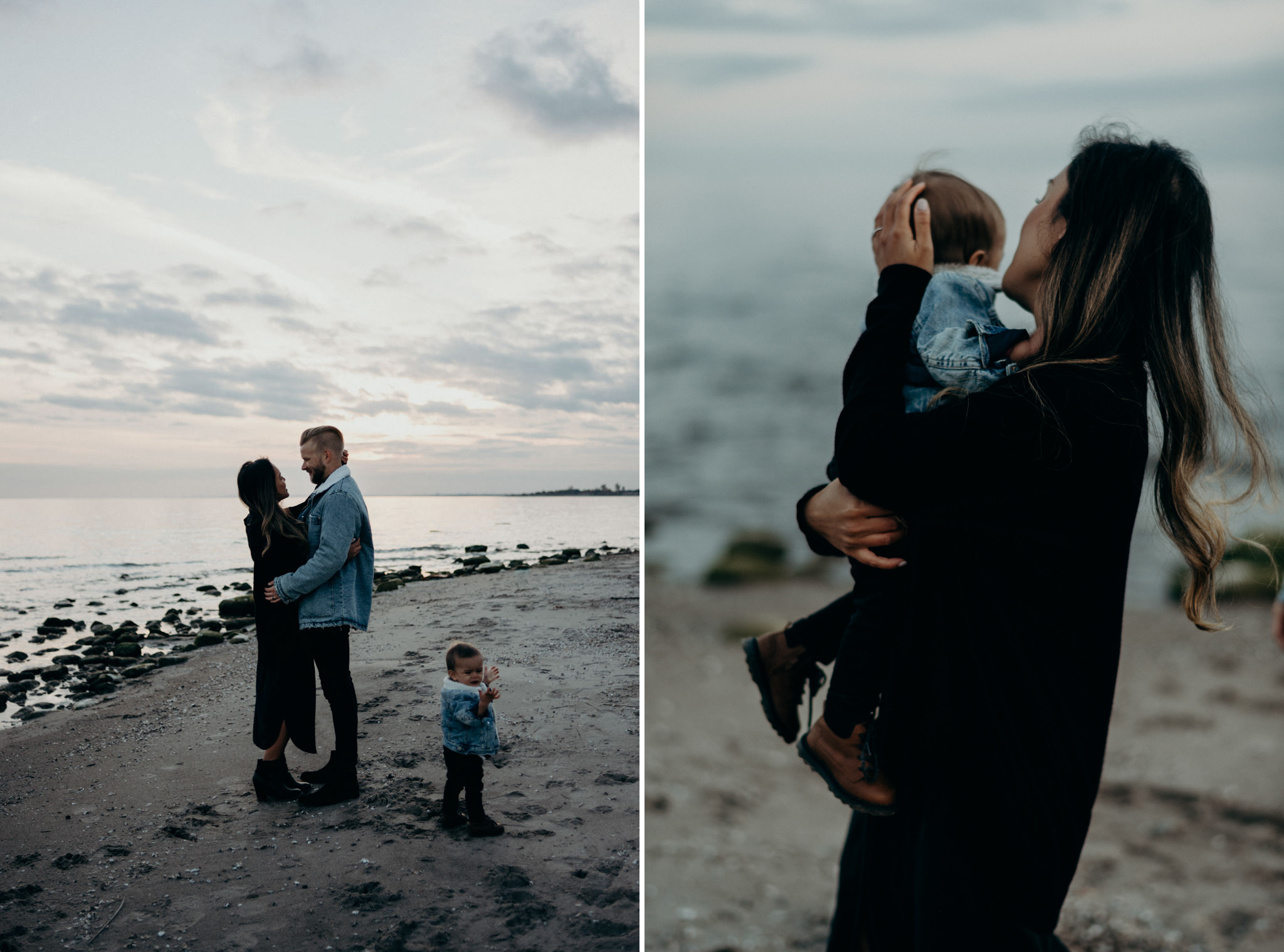 Toronto family portraits on beach at Lake Ontario