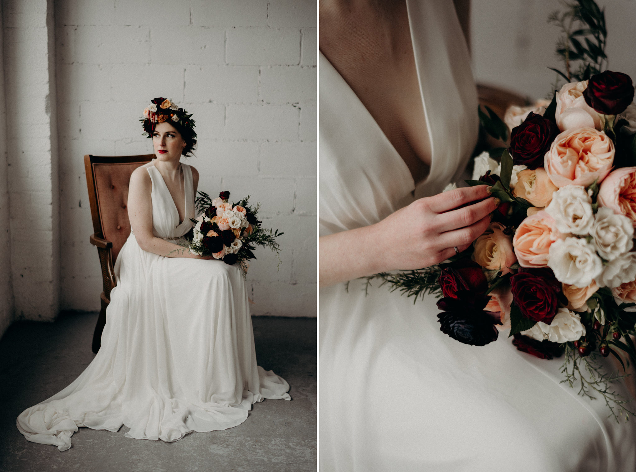 wedding portraits in old loft in Toronto