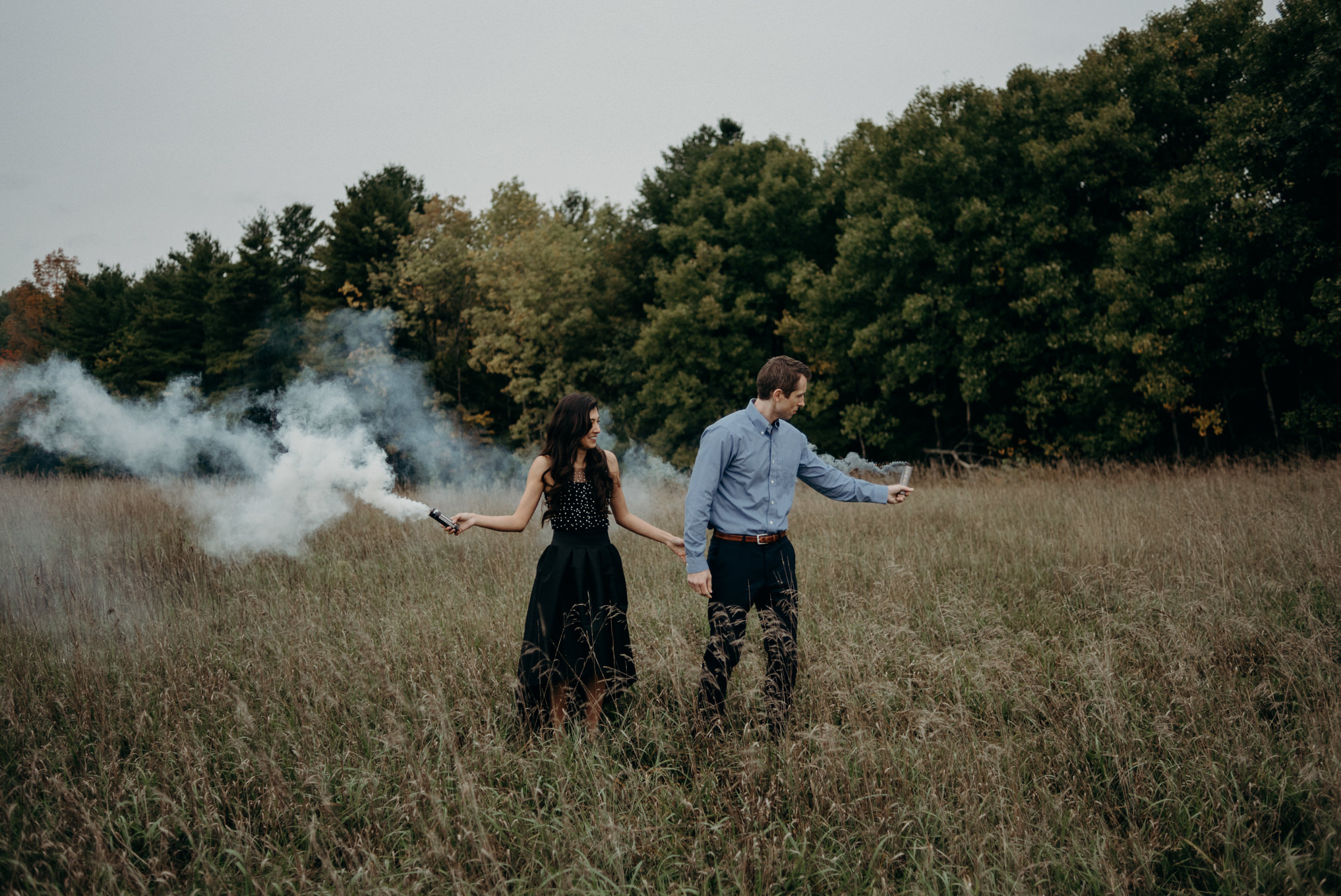 Fall engagement shoot with smoke bombs