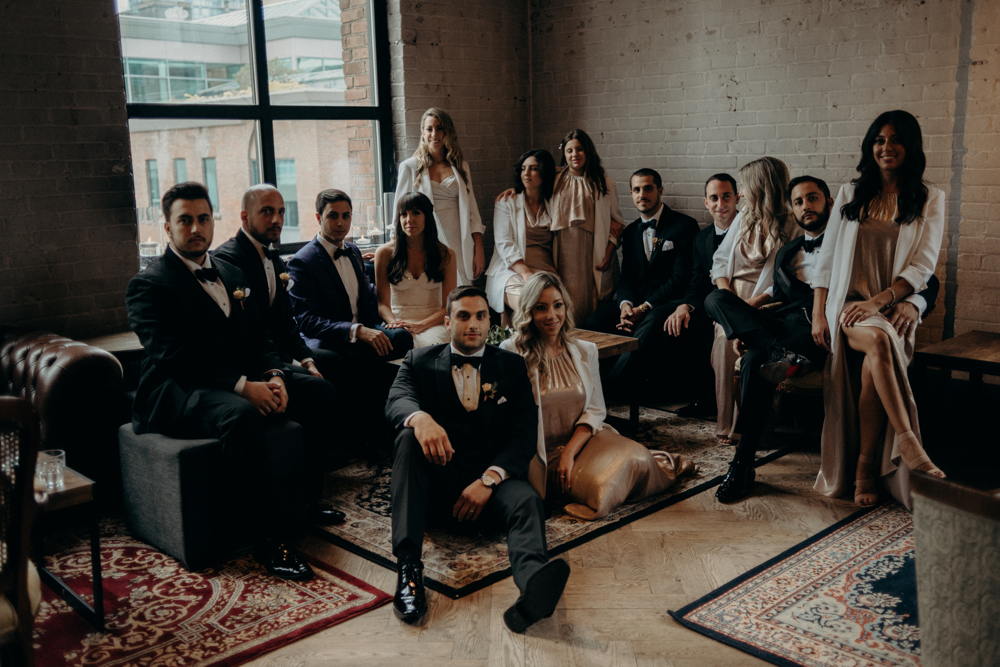 Wedding party portrait at Storys Building