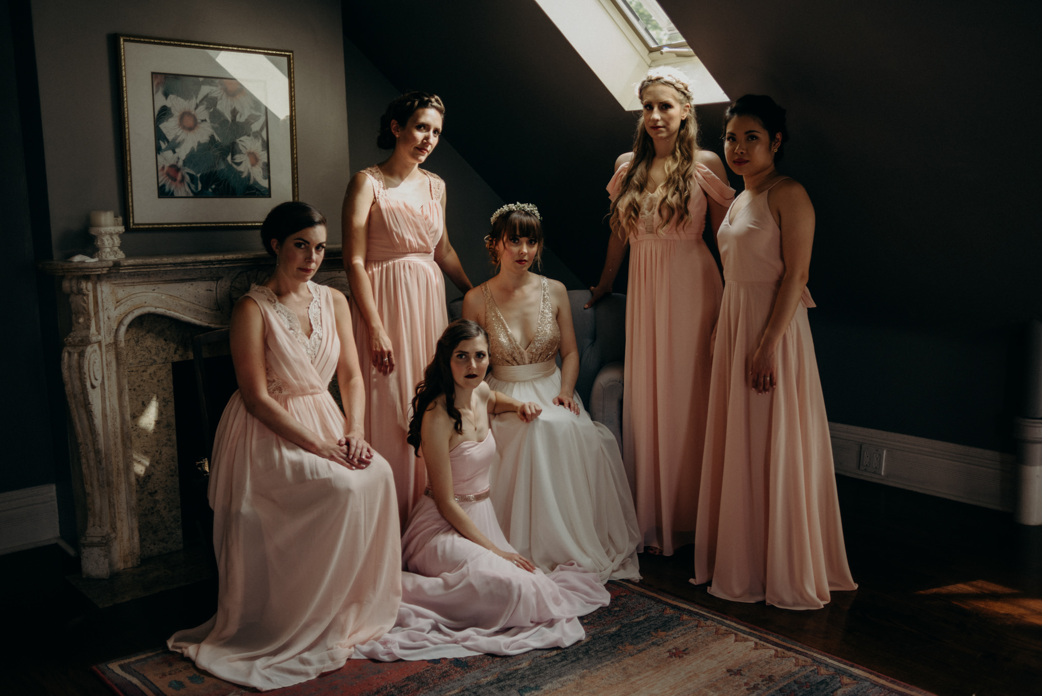 bridesmaids vogue portrait in heritage home