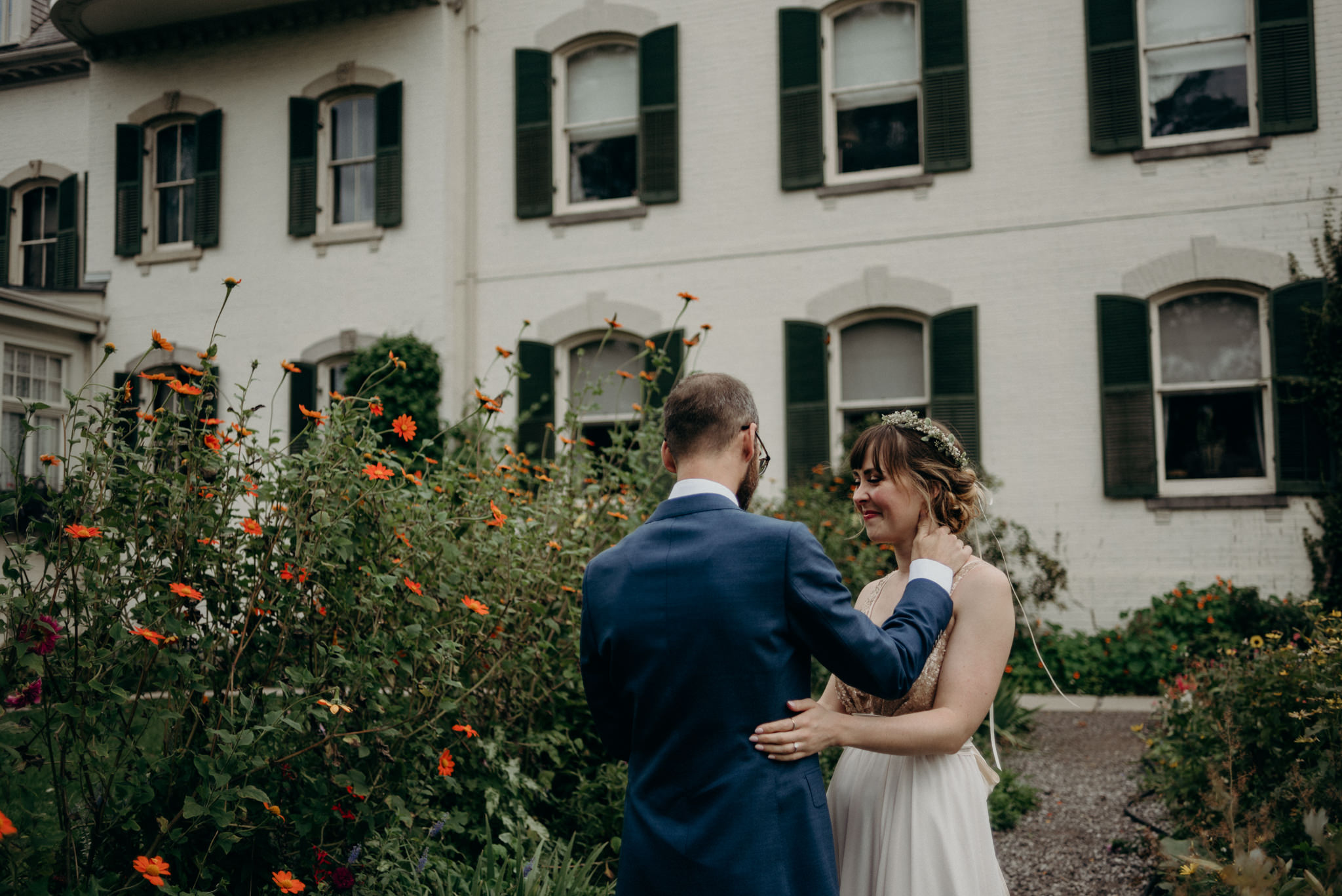 bride and groom first look