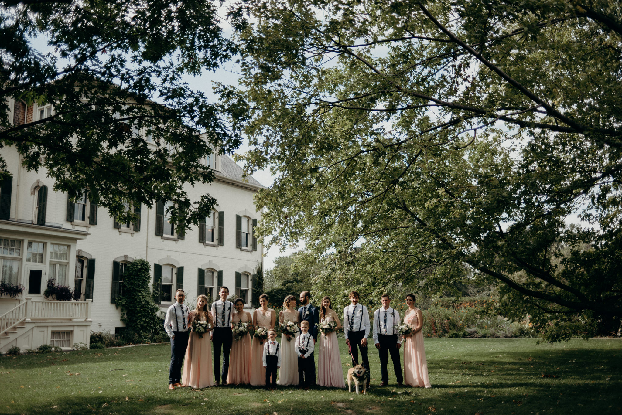 wedding party portraits at Spadina Museum