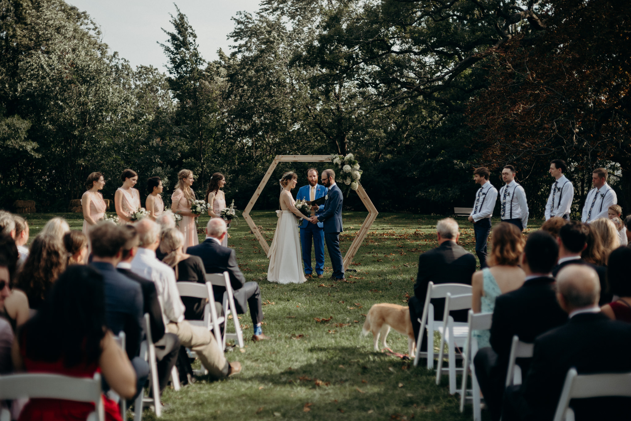 Outdoor wedding ceremony at Spadina Museum