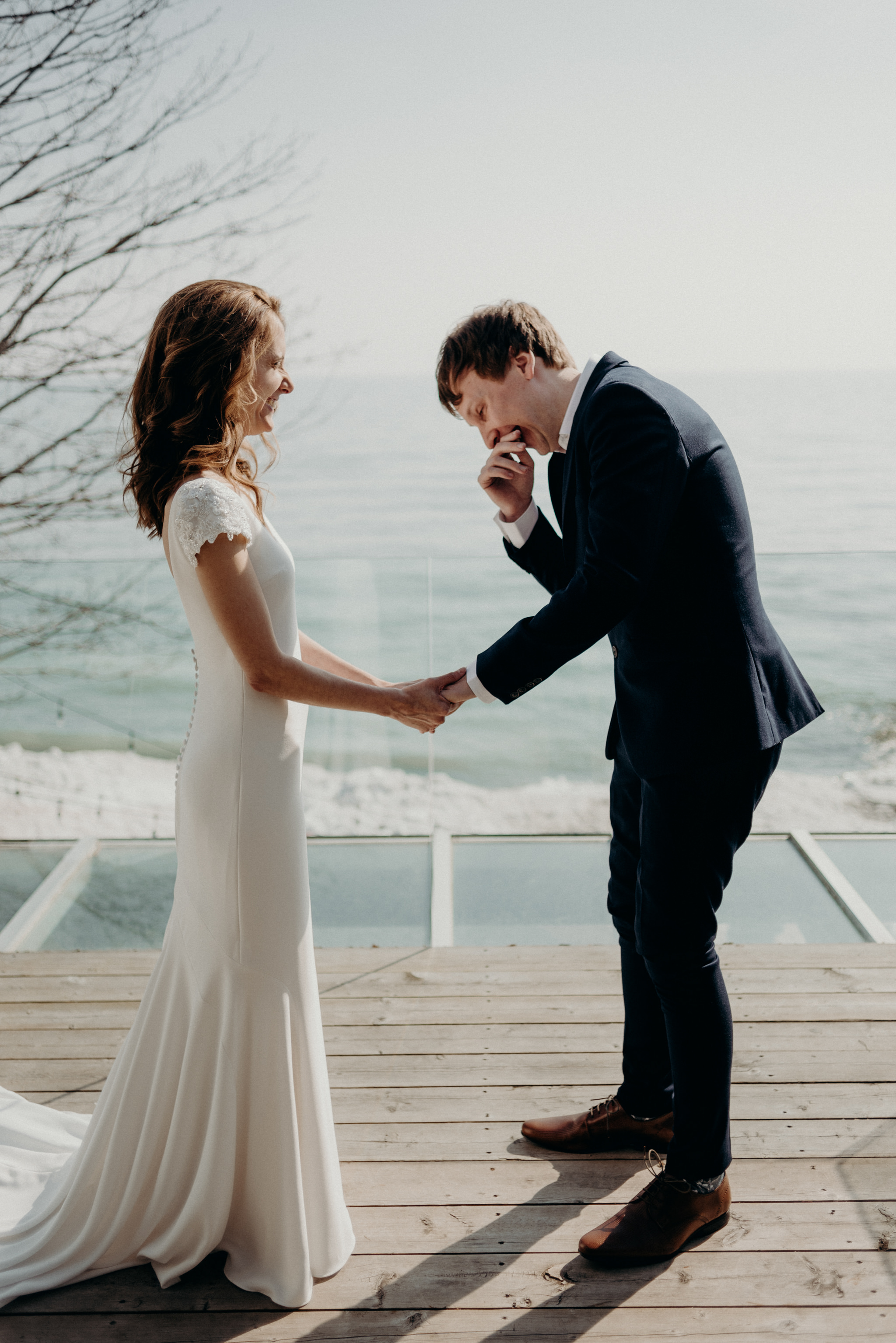 emotional groom during wedding ceremony