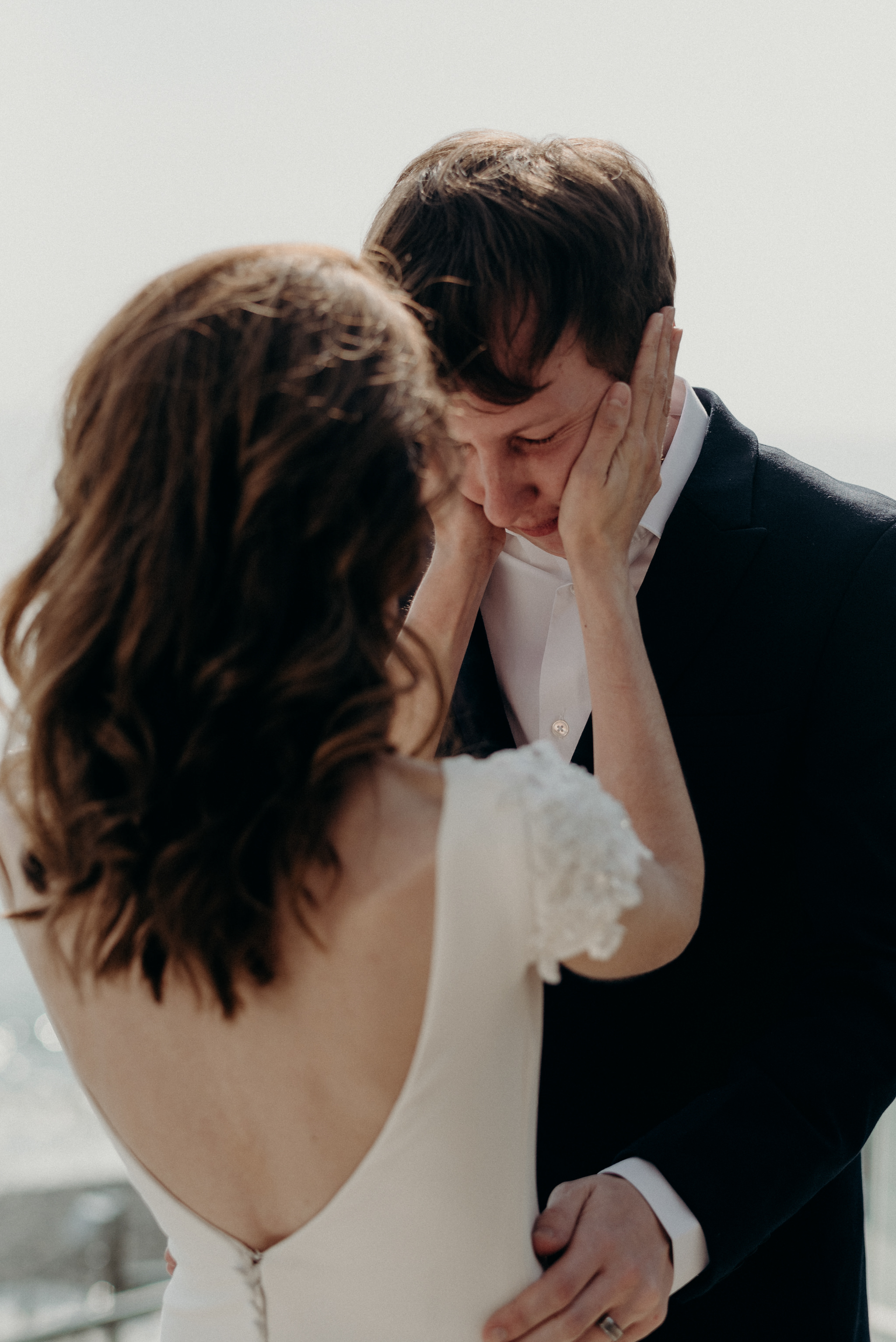 emotional groom during wedding ceremony