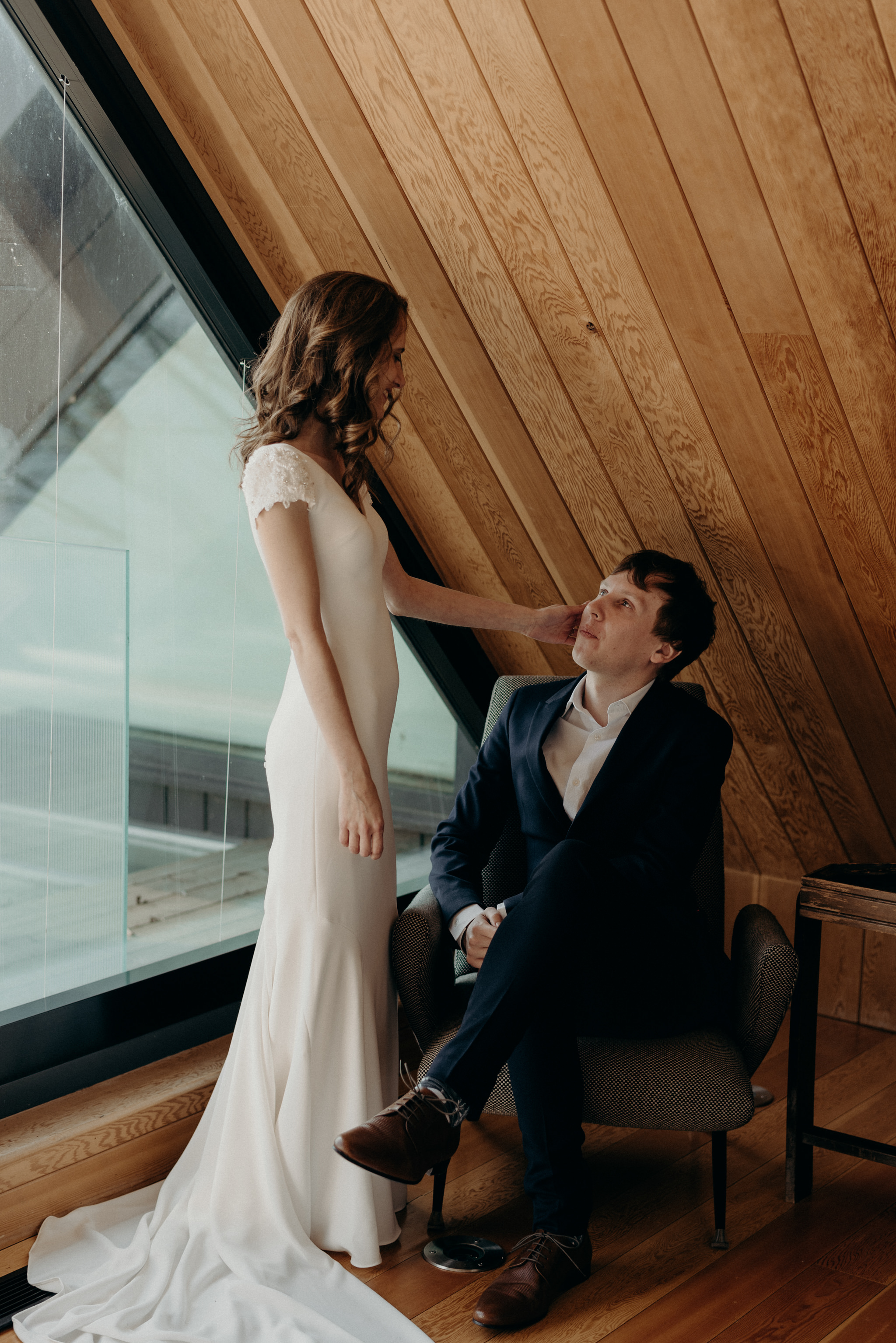 wedding portraits in owner's suite at Drake Devonshire