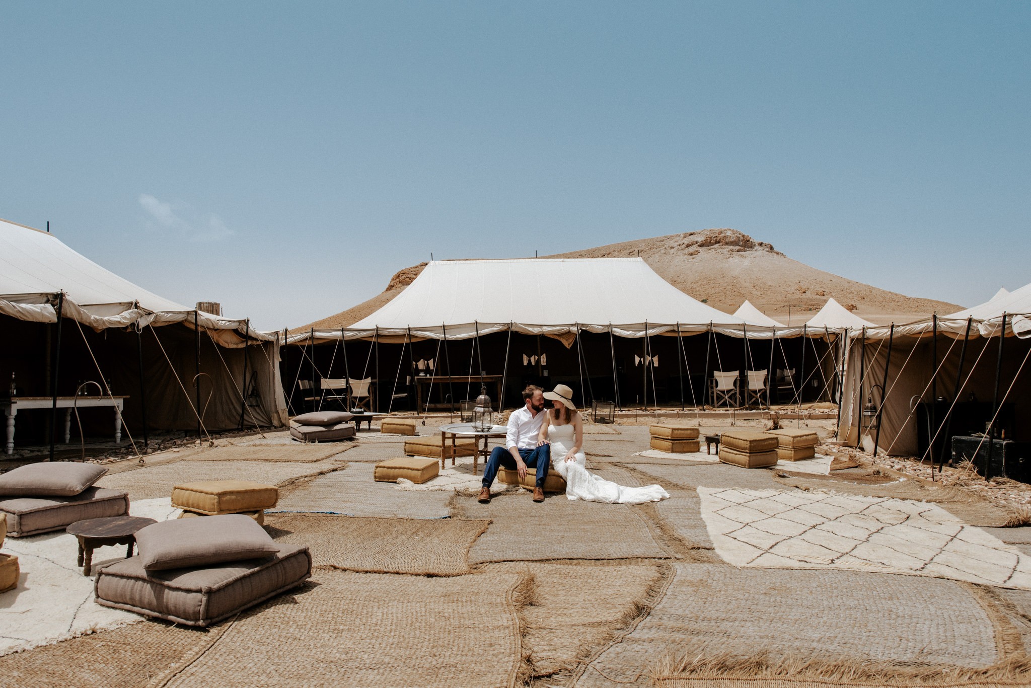 Bride and groom wedding portraits at Scarabeo Camp in Morocco