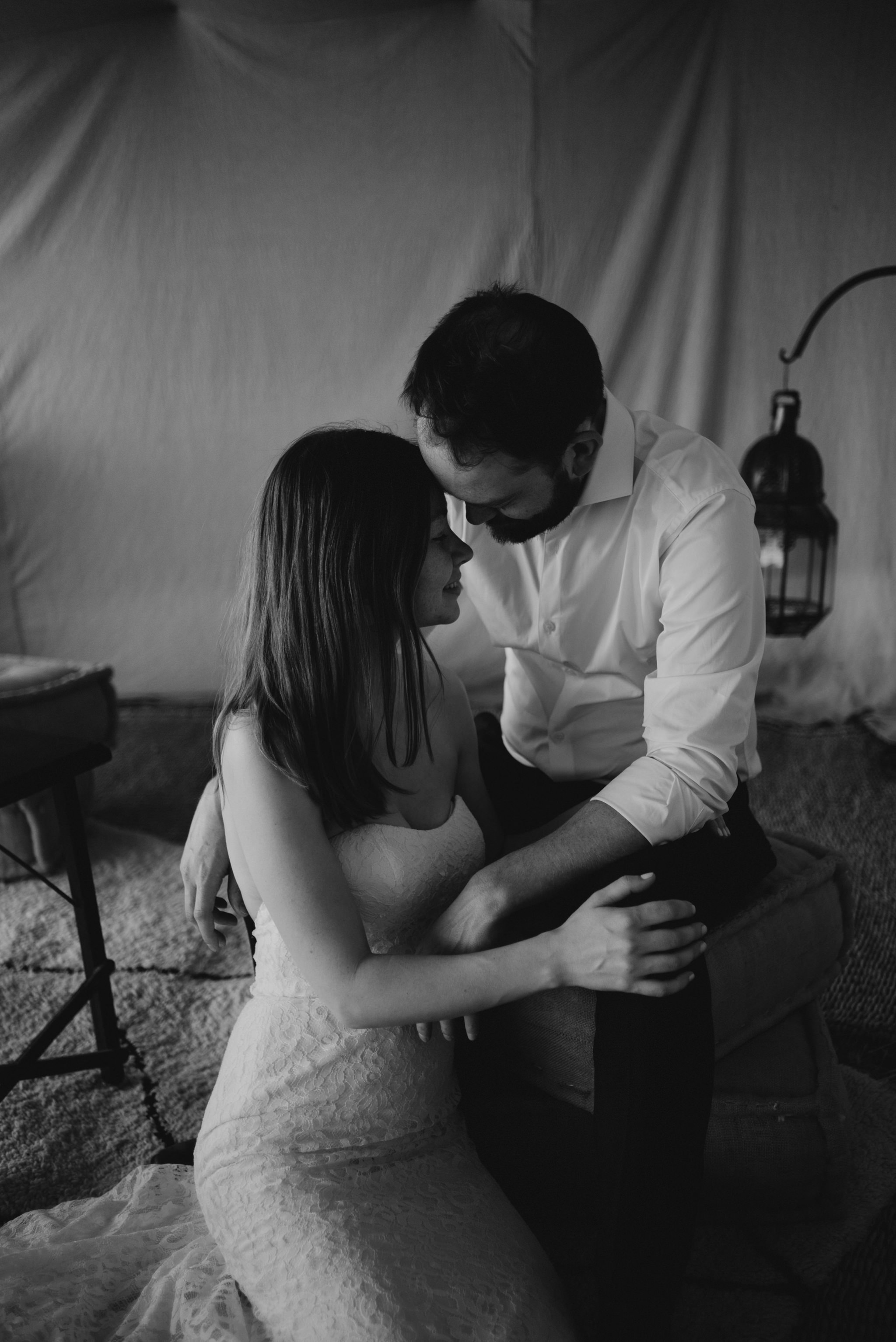 Bride and groom wedding portraits at Scarabeo Camp in Morocco