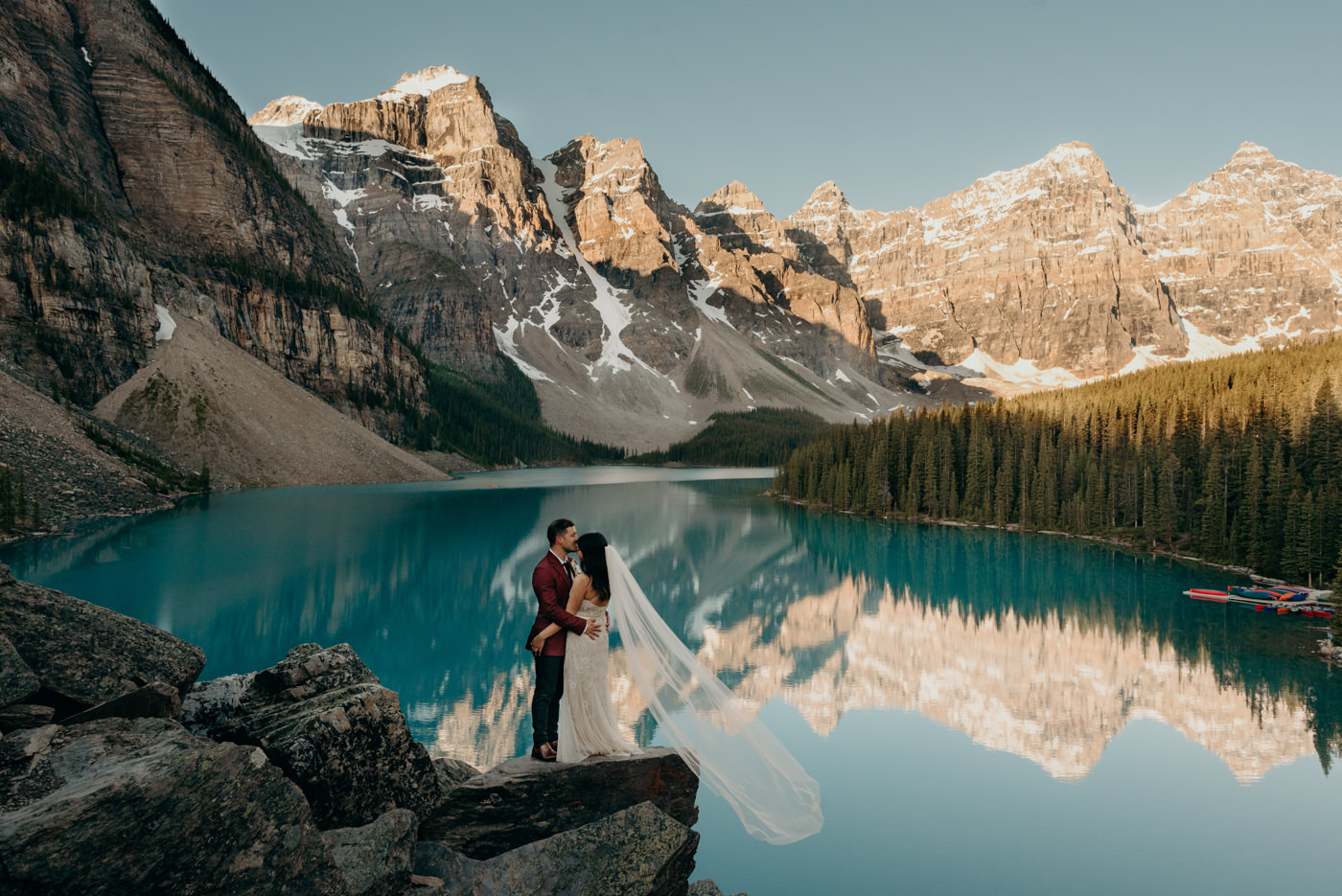 Moraine Lake sunrise elopement, Banff National Park elopement