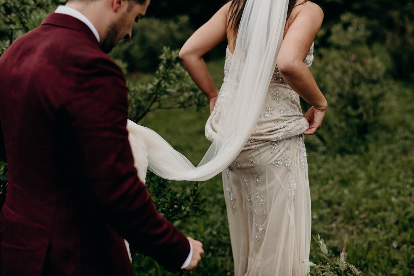 rainy Banff National Park elopement