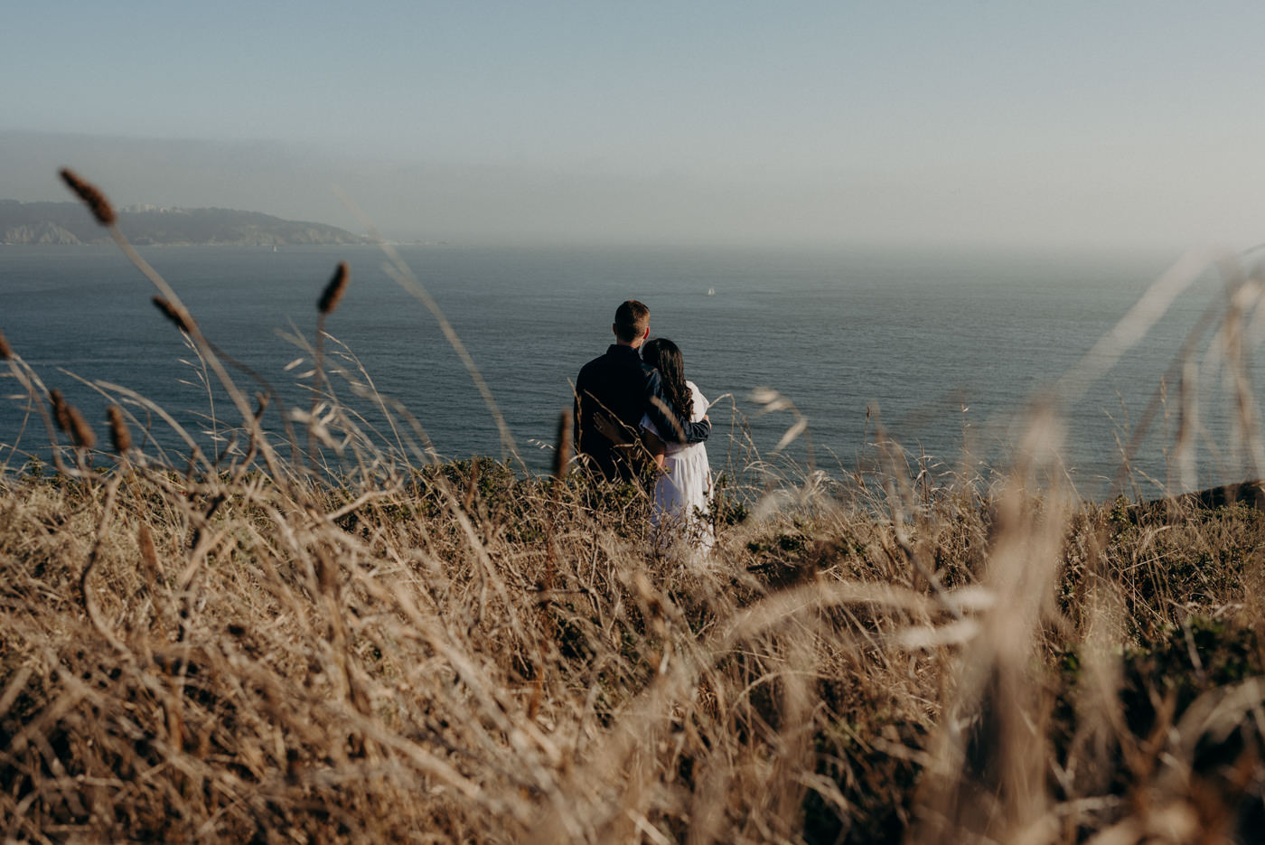 dreamy sunset Marin Headlands couple shoot